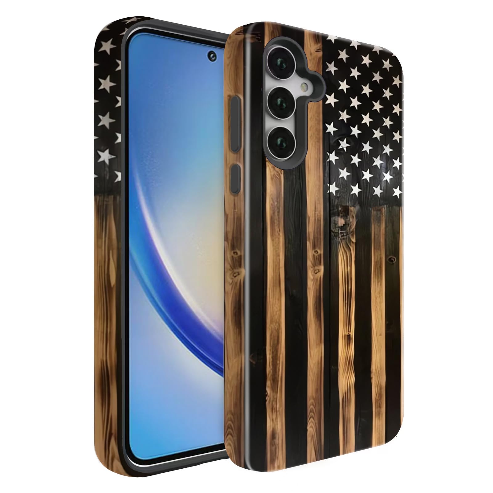 BSMOSPER Compatible for Samsung Galaxy A56 5G Case, Dual Layer Heavy Duty 2 in 1 Shockproof Protective Phone Case,Burnt Wood Ame