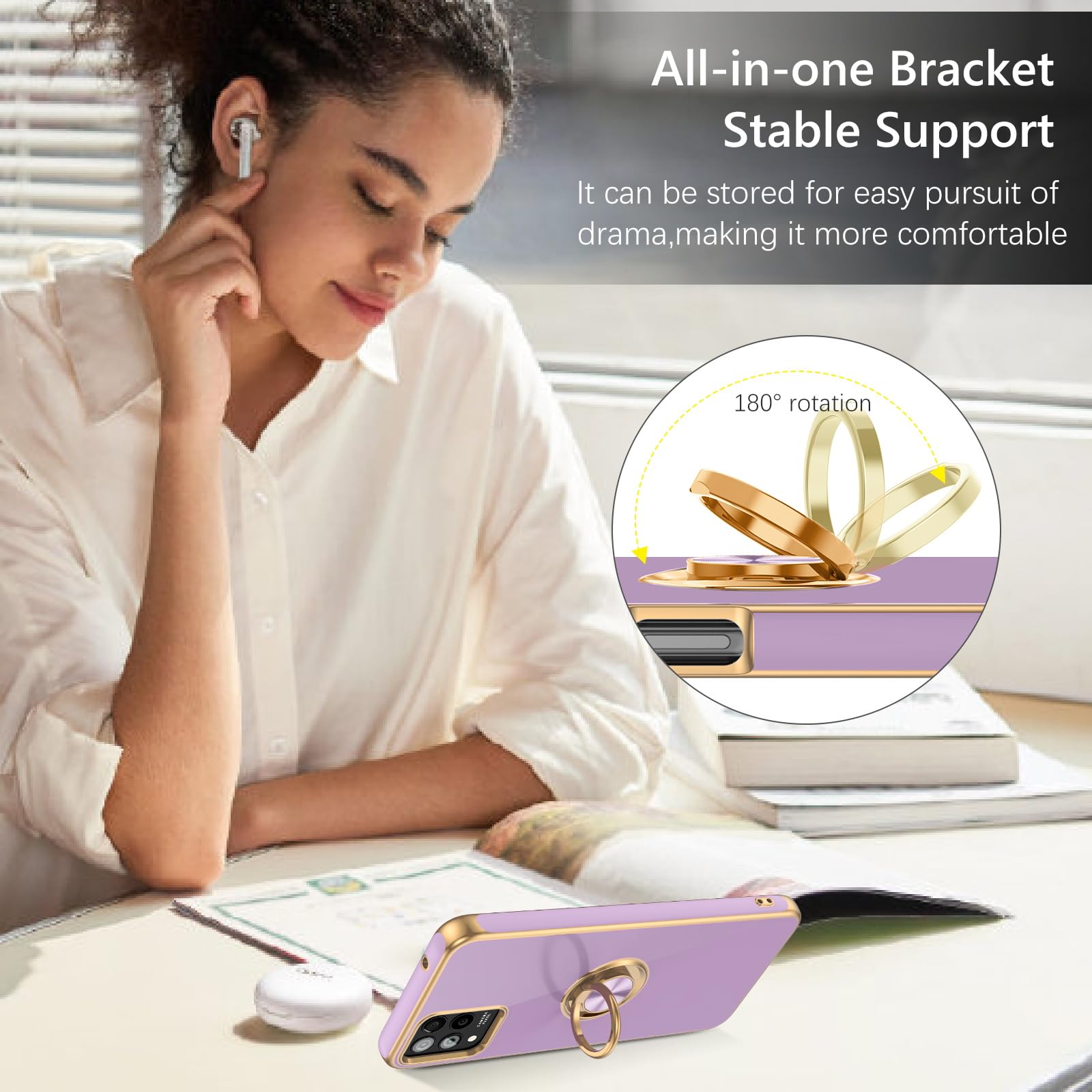 Guagua For T-Mobile Revvl 6 Pro/6X Pro Case With 360 Ring Holder Kickstand Magnetic Car Mount Supported Slim Soft Shockproof Pro