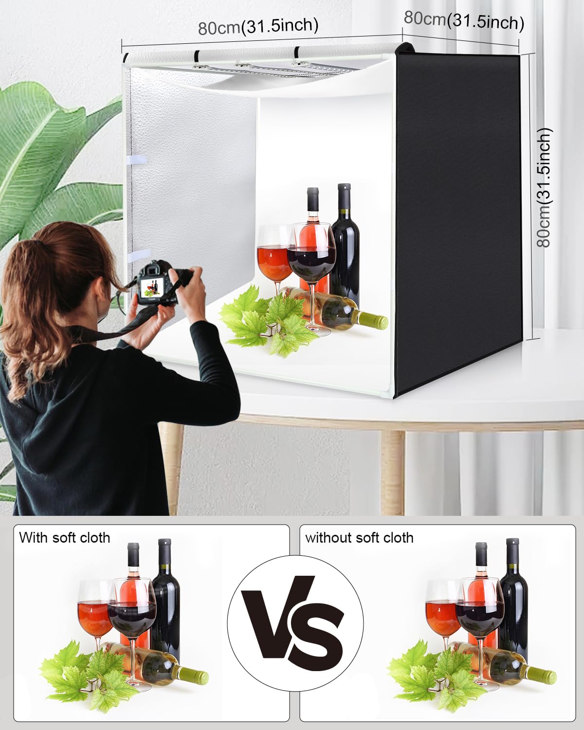 Light Box Photography, Puluz 32 Inch Large Photo Box Portable Studio Lightbox With 3 Light Strips 234Pcs Led Lights Picture Boot