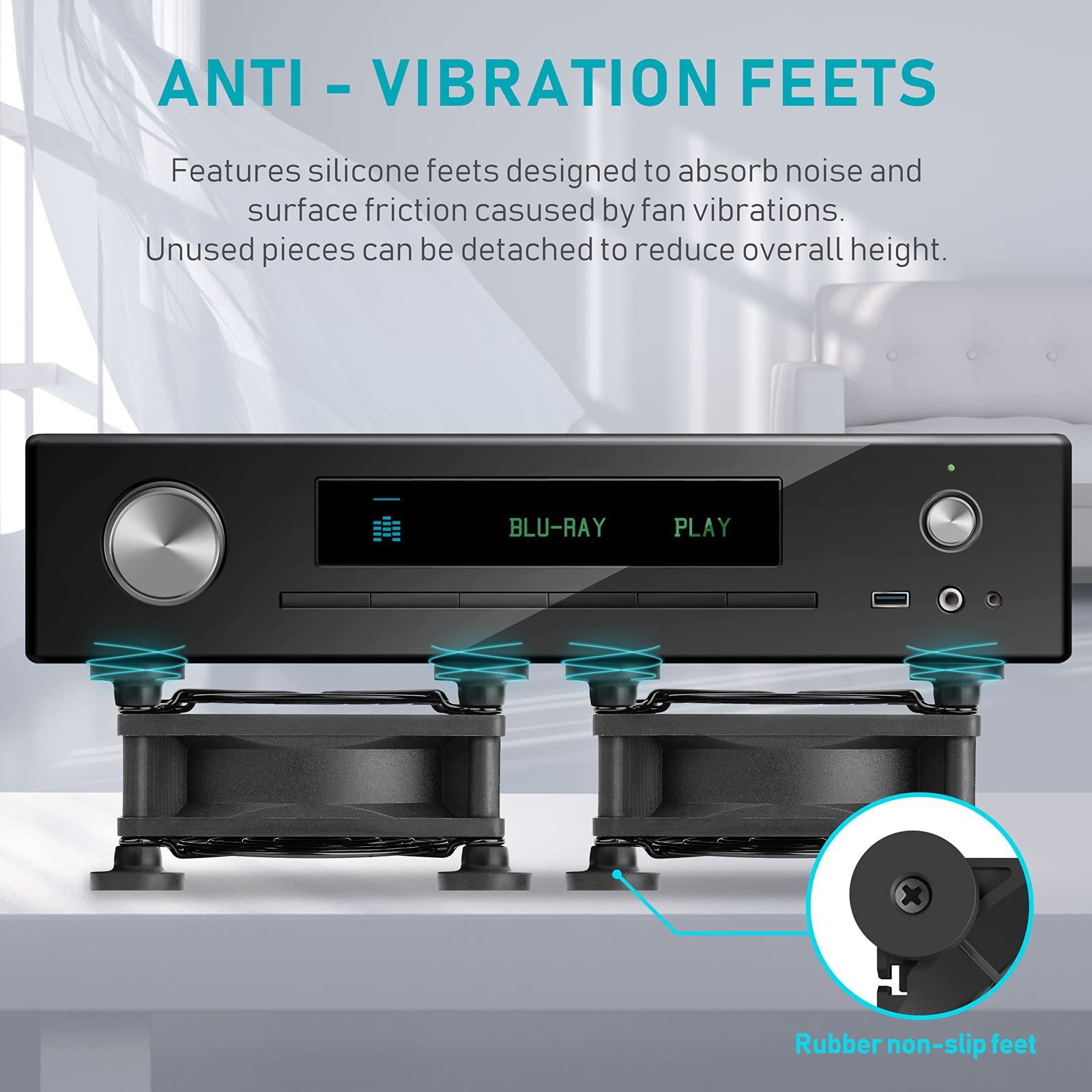 Anext, Usb Fan, Usb Computer Fan, Silent Fan For Receiver Dvr Playstation Xbox Computer (80Mm,Black Dual Packs)