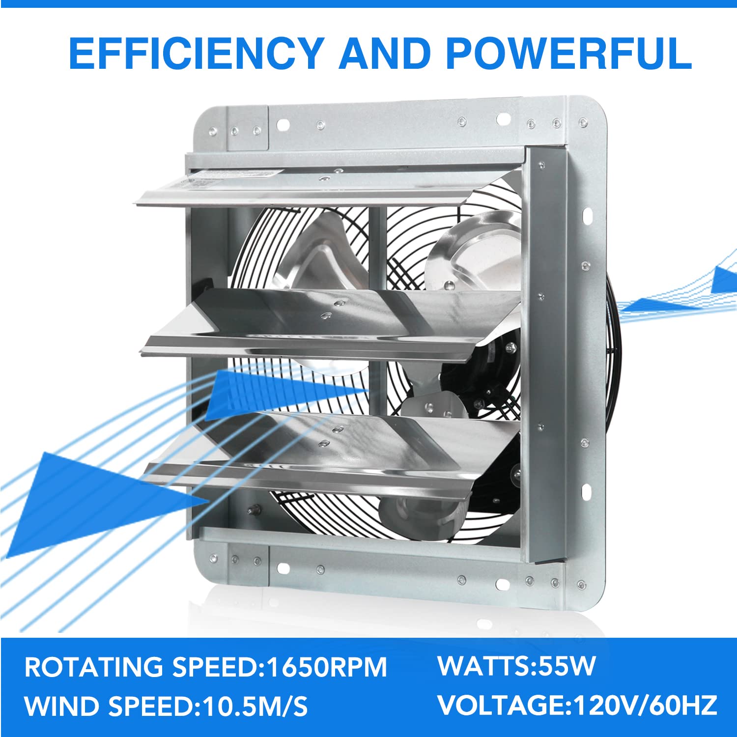 Ken Brown 20 Inch Shutter Exhaust Fan With 1.65 Meters Power Cord Wall Mounted, High Speed 3500Cfm, Vent Fan For Garages And Sho