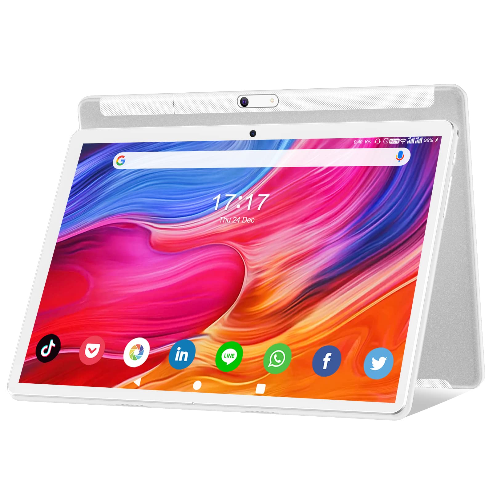 Tablet 10.1 Inch Android 12 Tablet 2024 Latest Update Octa Core Processor With 64Gb Storage, Dual 13Mp+5Mp Camera, Wifi, Bluetooth, Gps, 512Gb Expand Support, Ips Full Hd Display (Silver)