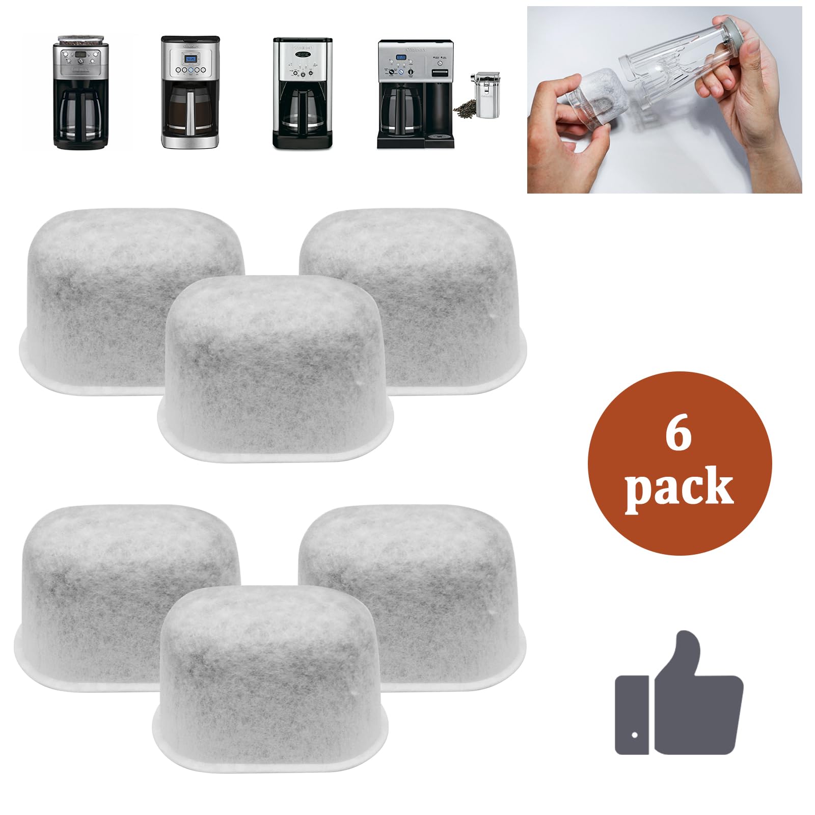 Seamaka 6 Pack Charcoal Water Filters For Breville Espresso Machine,Disposable Coffee Filters For Breville Bwf100 Replacement