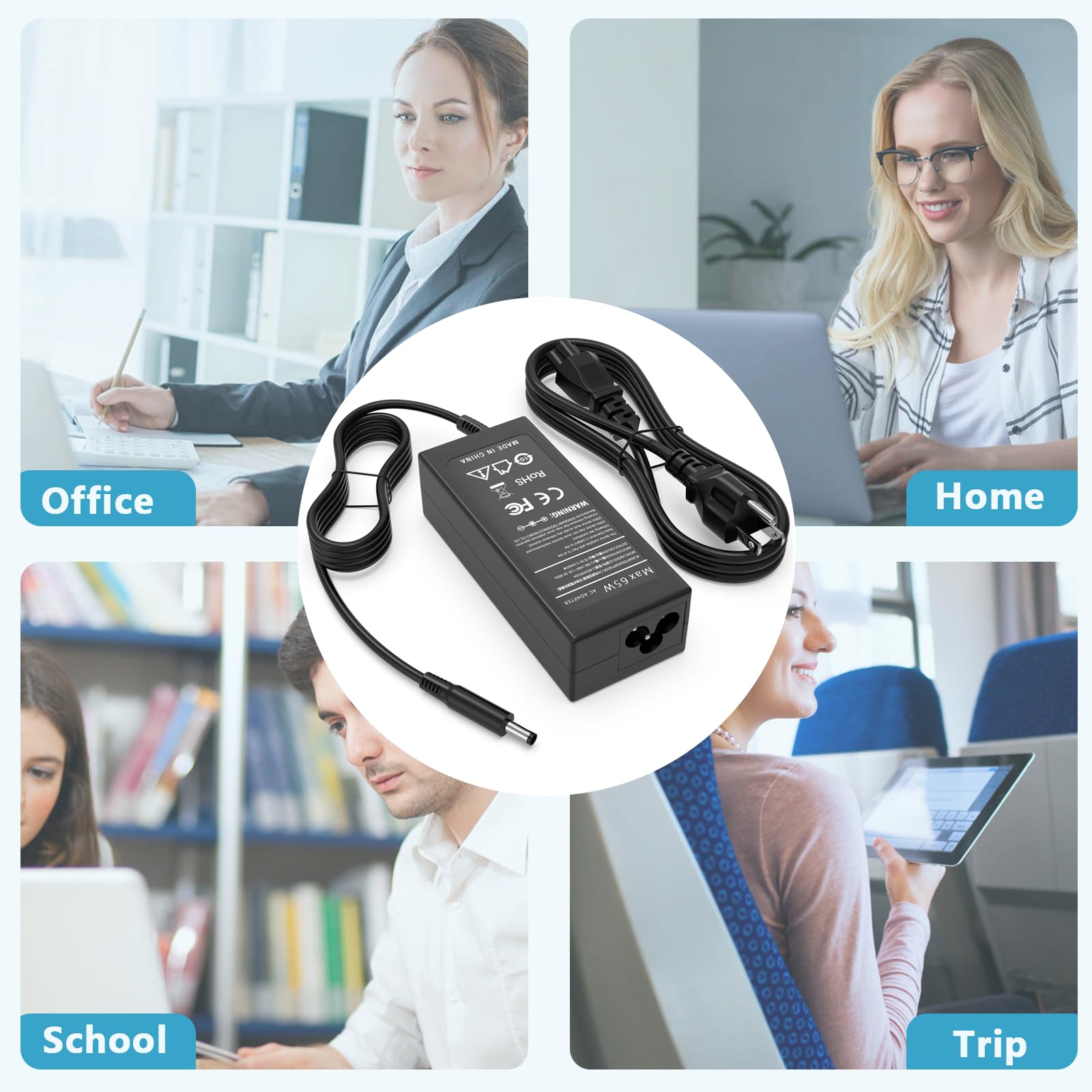 GVKRLXZ 65W AC Adapter for Dell Latitude 3420 3520 3540 3440 3550 Laptop, 19.5V 3.34A Power Supply