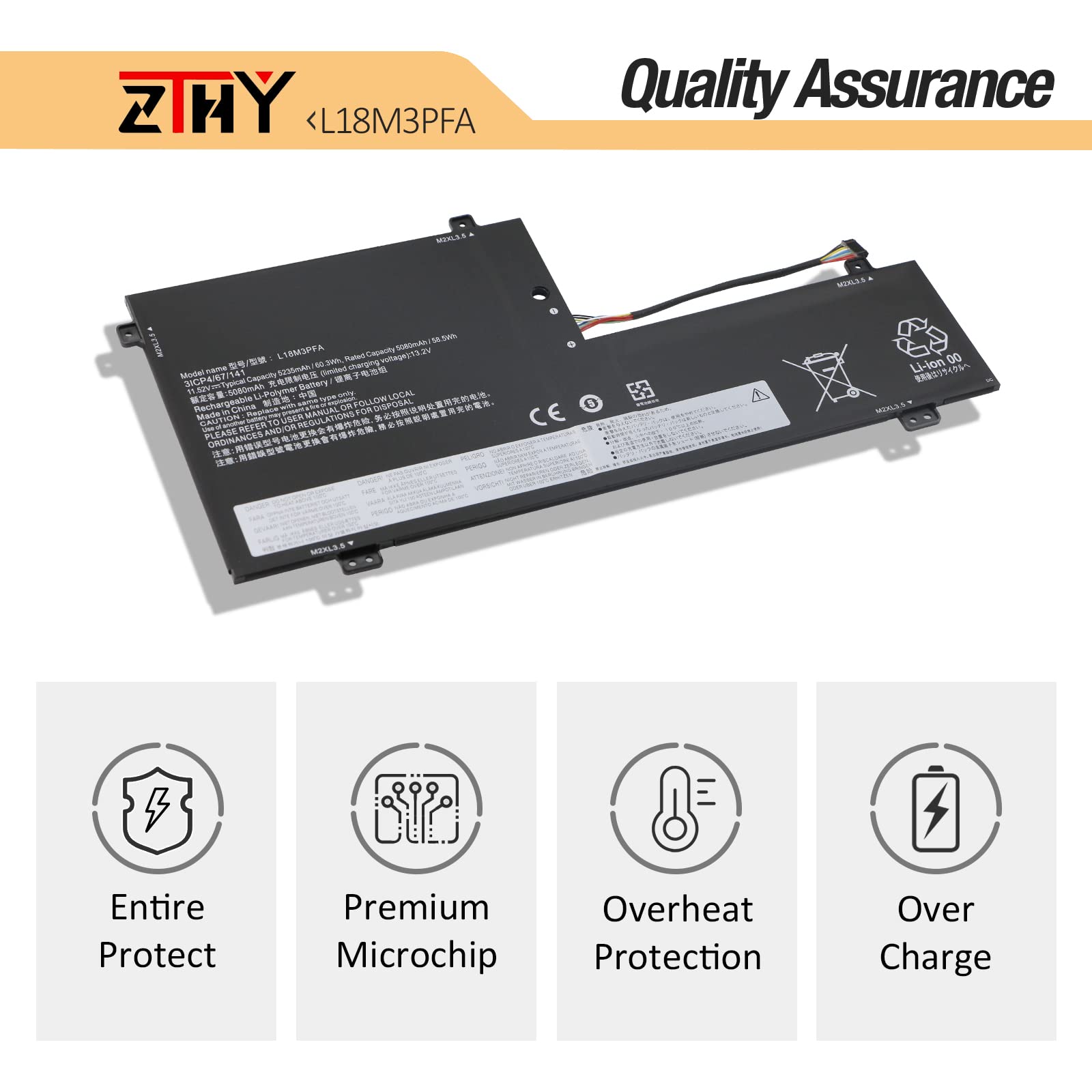 ZTHY Laptop Battery for Lenovo Yoga C740-15IML L18M3PFA L18D3PF2 11.52V 60.3Wh