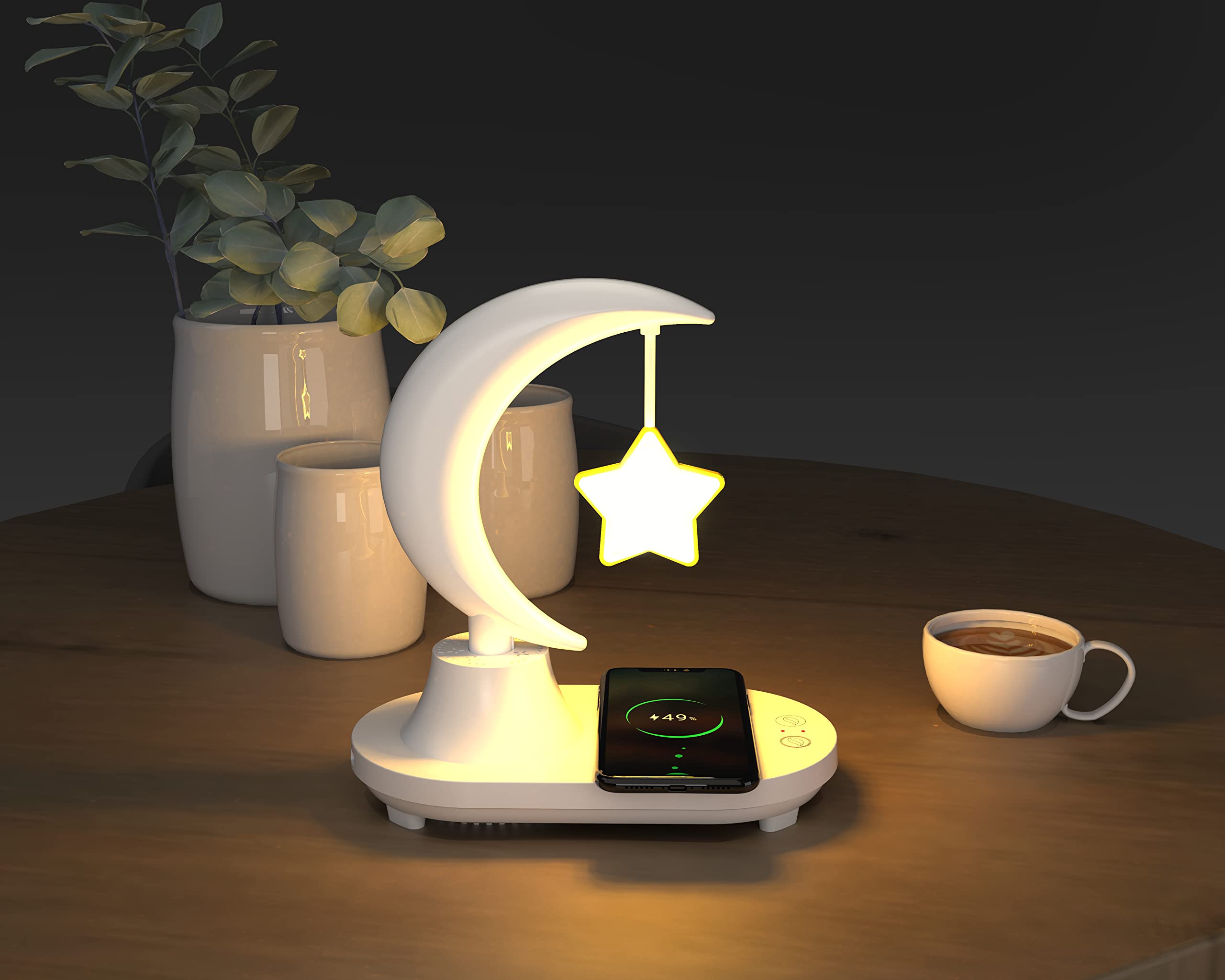 3 In 1 With Bluetooth Audio And Wireless Charging Function Of The Led Bedside Romantic Colorful Atmosphere Night Light(????? Not