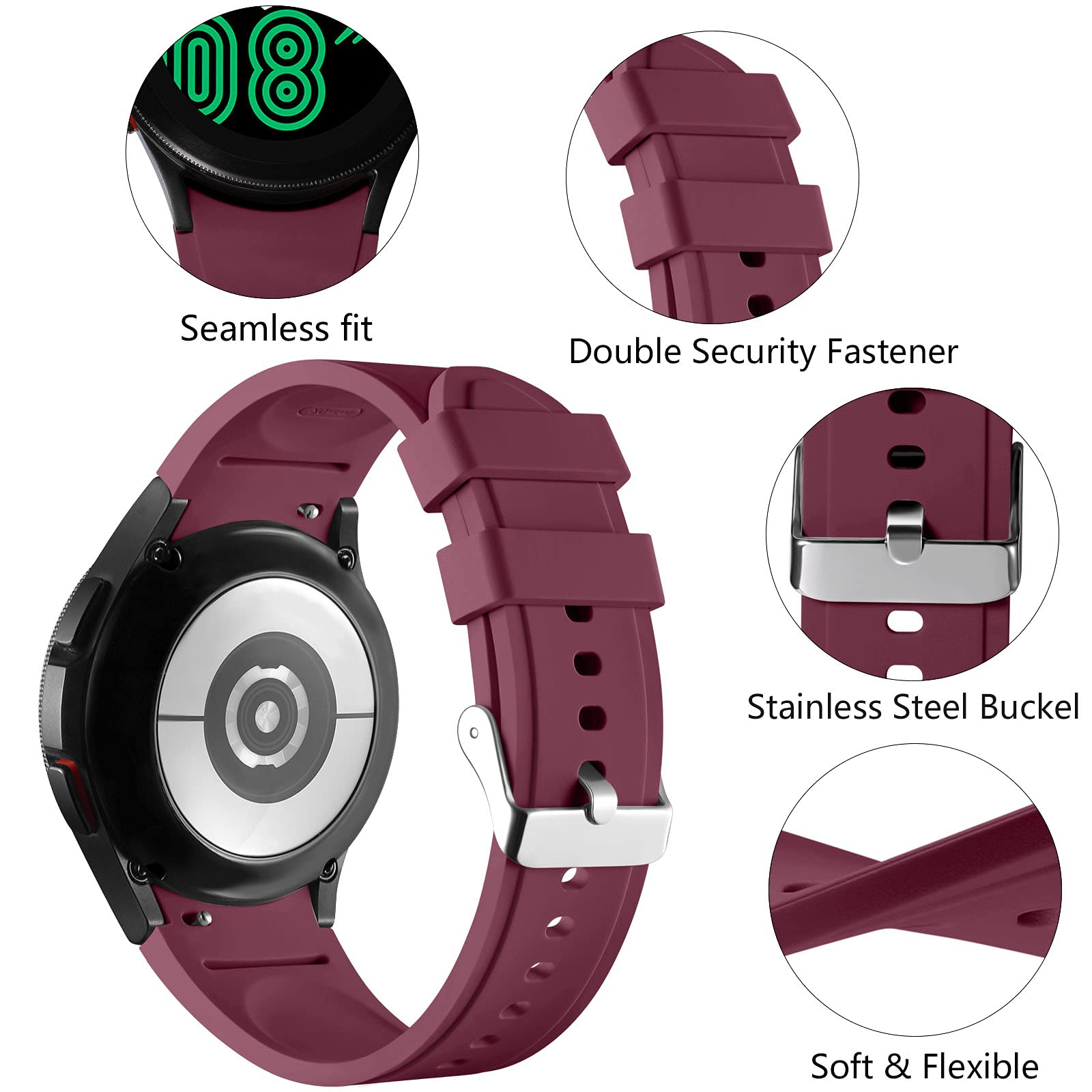 Lerobo No Gap Band Compatible With Samsung Galaxy Watch 7 6 5 Band 40Mm 44Mm/Galaxy Watch 5 Pro Band 45Mm/For Galaxy Watch 4 Cla