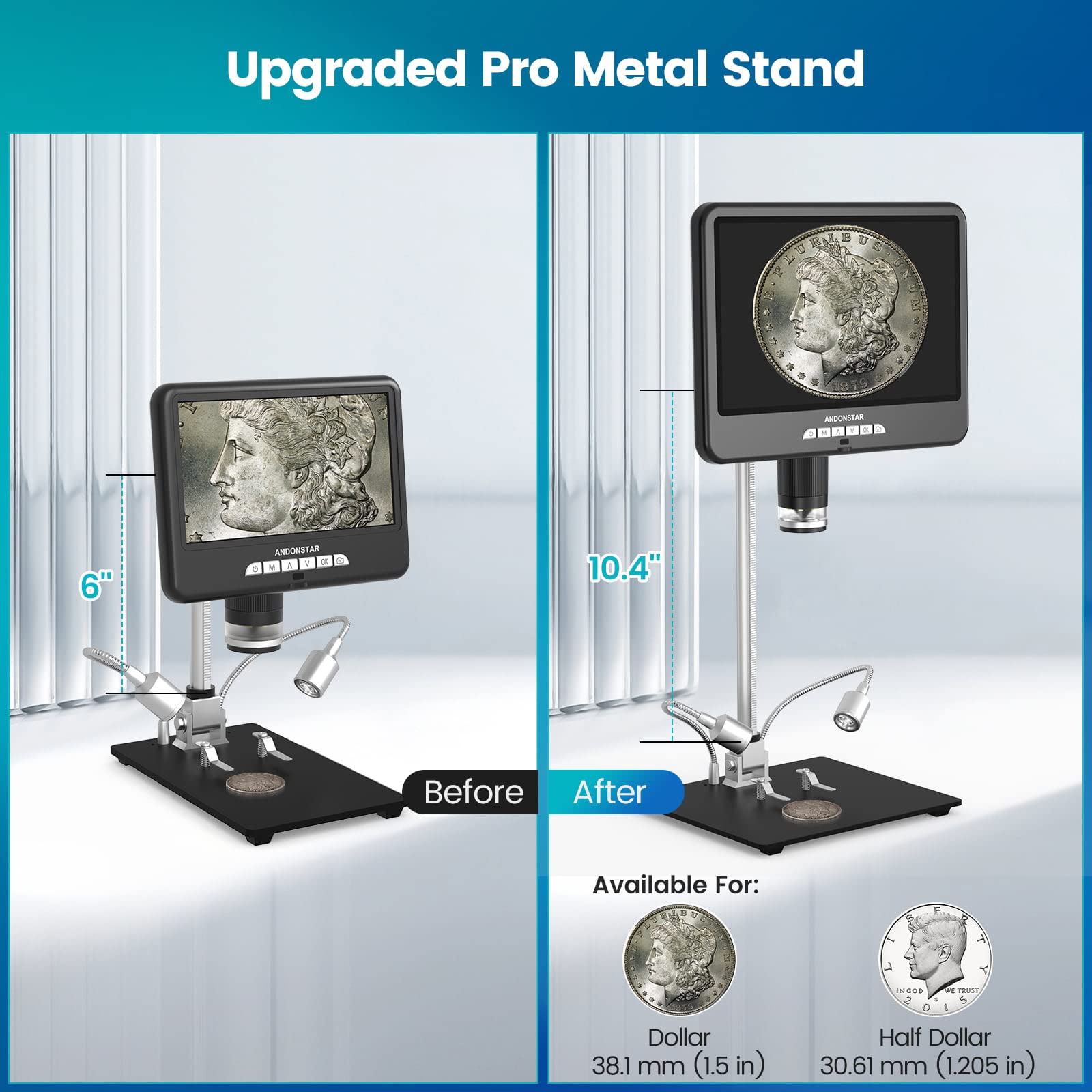 Andonstar 10.1 Inch Hdmi Digital Microscope Ad207S 10, Soldering Microscope, Coin Microscope For Error Coins, Electronic Microsc