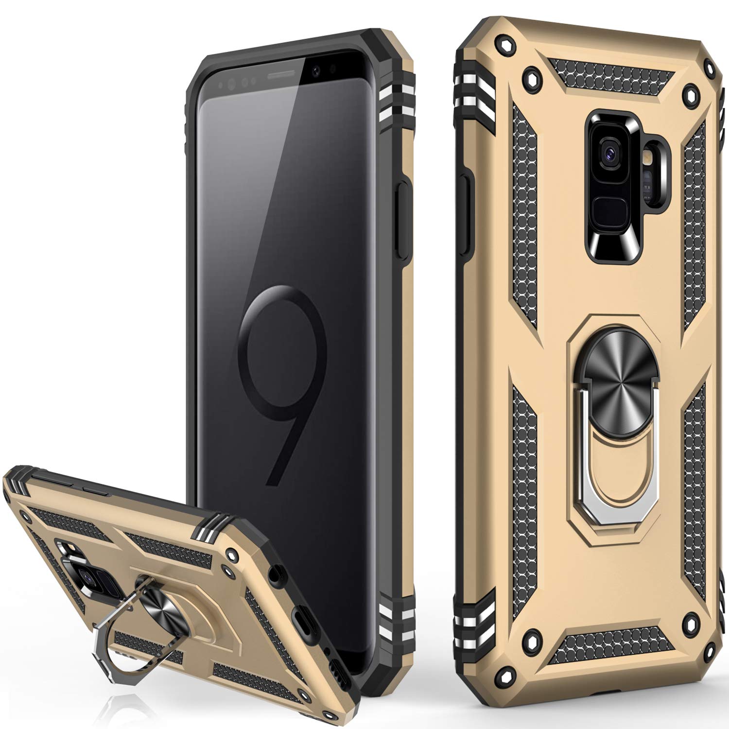 Lumarke For Galaxy S9 Case,Pass 16Ft. Drop Tested With Magnetic Ring Kickstand Compatible With Car Mount Holder,Military Grade P