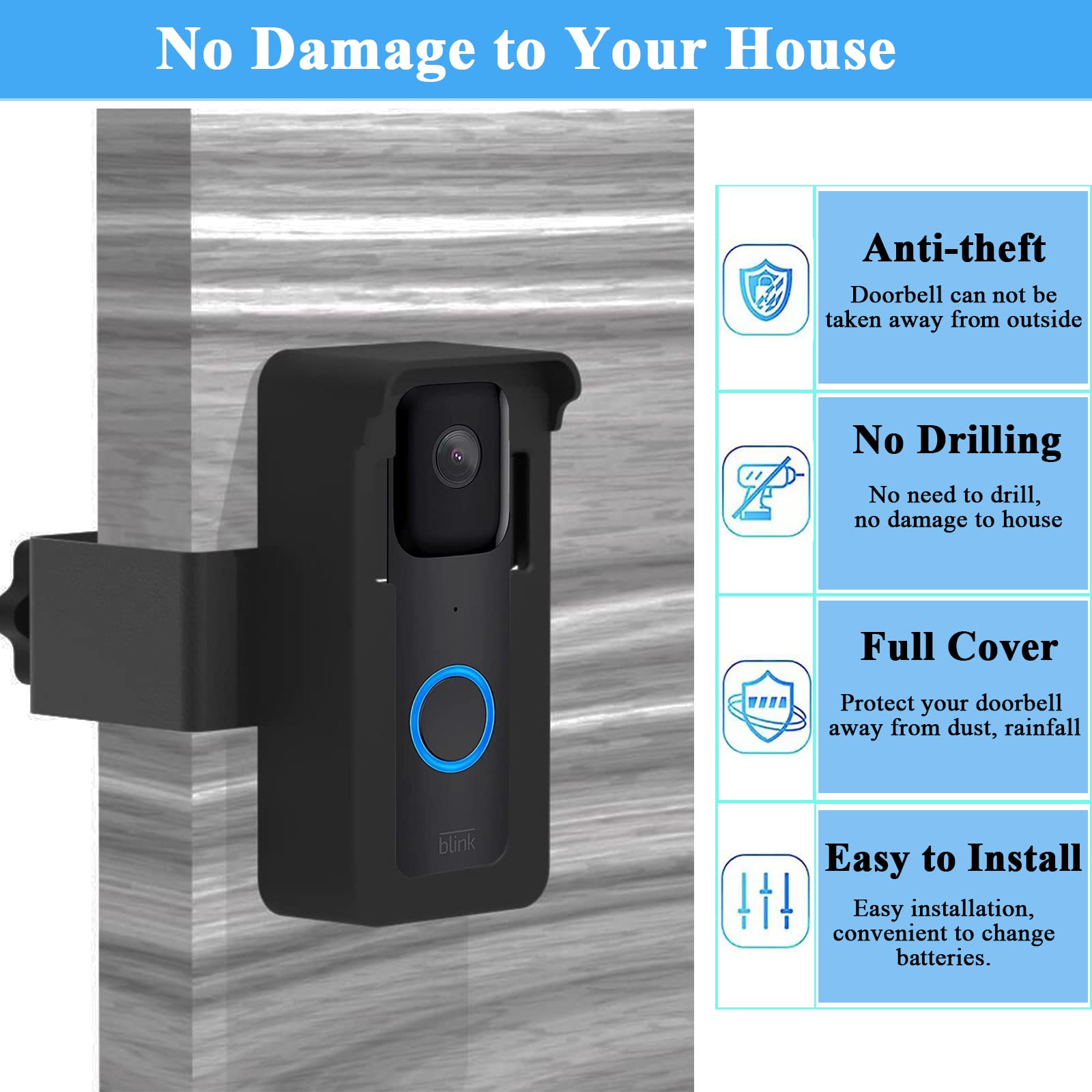 Anti Theft Blink Doorbell Mount, No Drill Mounting Bracket Cover For Video Doorbell, Anti Theft Video Doorbell Mount Compatible