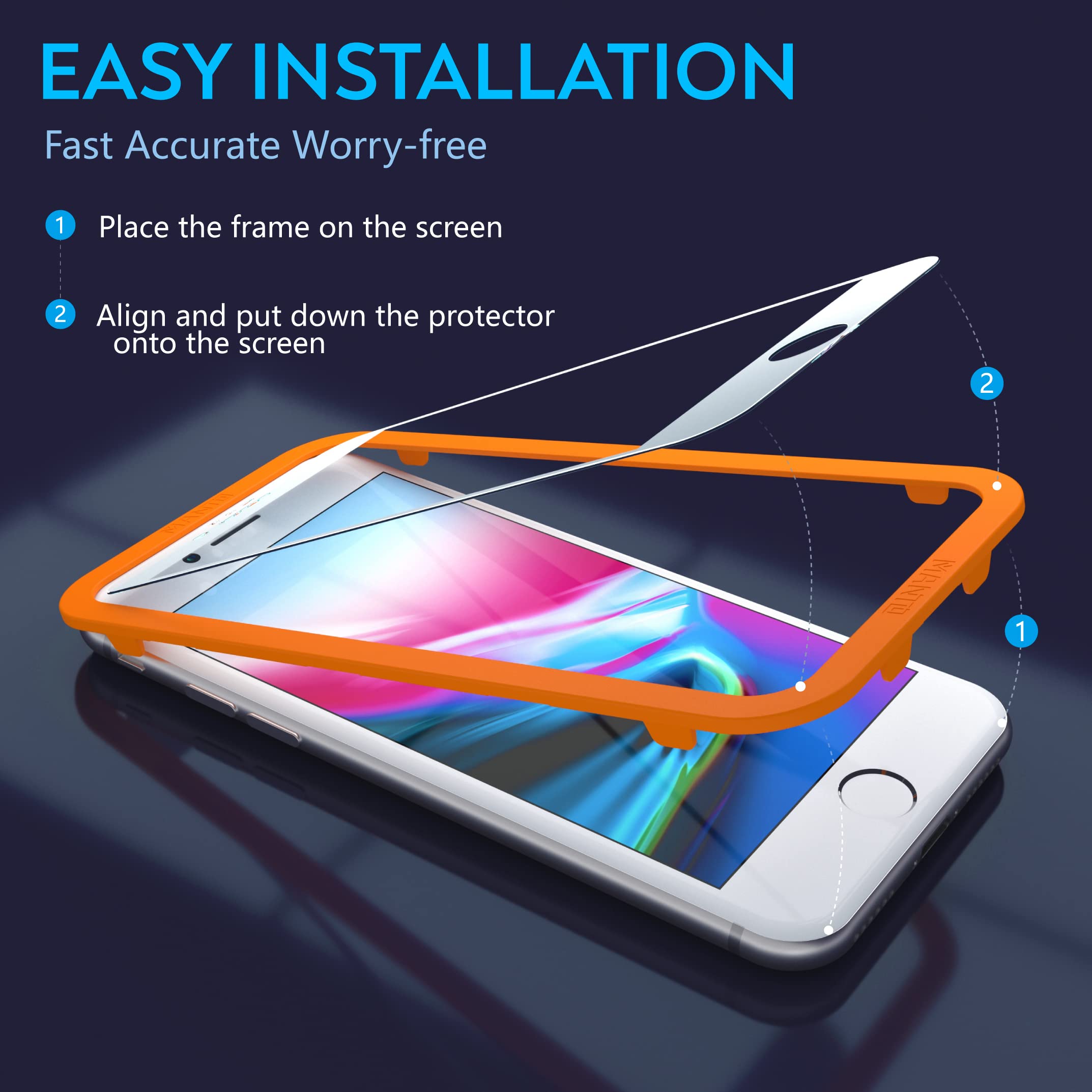 Manto 2 Pack Screen Protector For Iphone Se 3 (2022), Iphone Se 2020, Iphone 8, Iphone 7, Iphone 6S/6 Full Coverage Tempered Gla