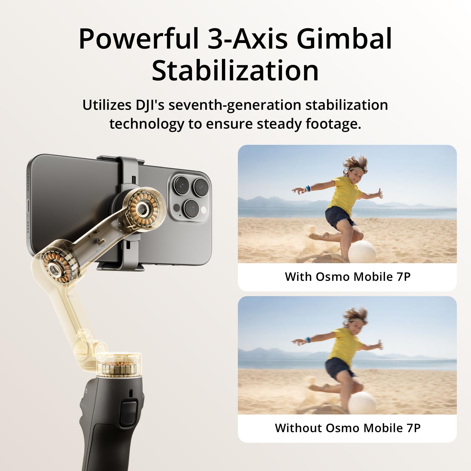Dji Osmo Mobile 7P Gimbal Stabilizer For Iphone, Android, Native Tracking, Lighting, 3-Axis Phone Gimbal, Quick Launch, One-Tap
