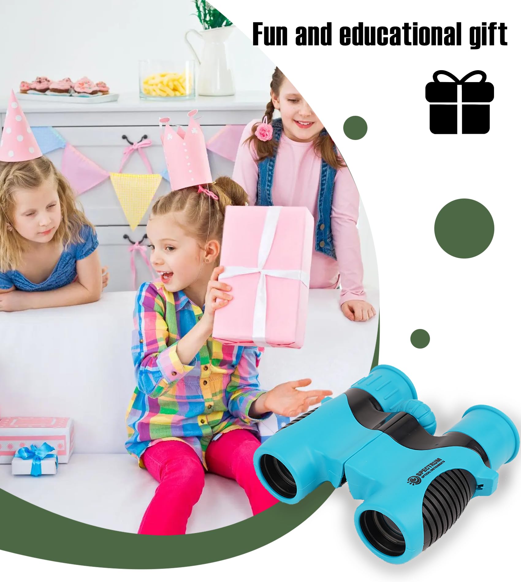 Spectrumoi Binocular For Kids,8X21 Kid Binoculars, Binoculars For Kids 8 12, Toy Binoculars For Kids 5 7, Blue Binocular