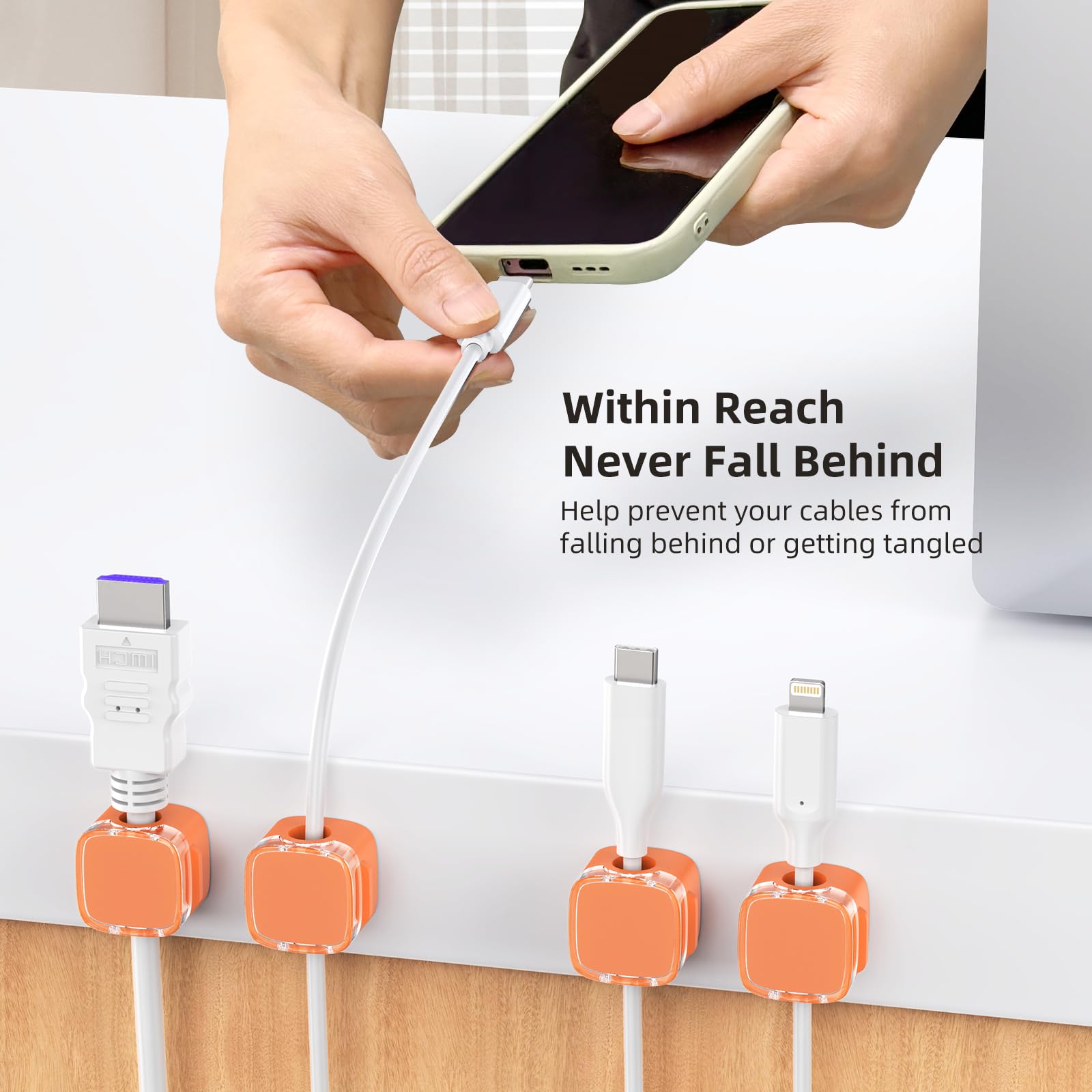 Cord Organizer, 6 Pack Magnetic Cable Clips Under Desk Cable Management, Strong Adhesive Wire Holder Keeper For Office Home Kitc