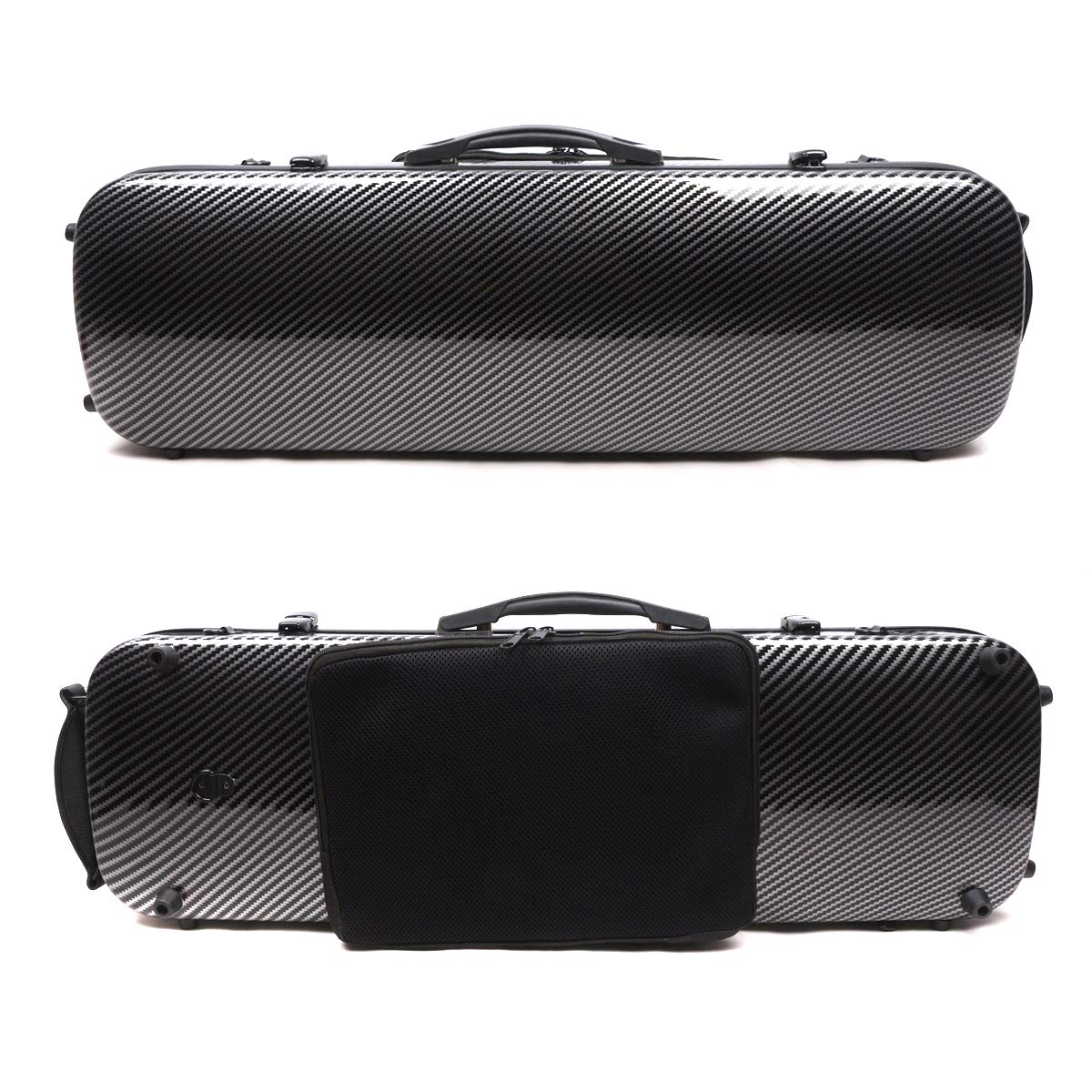 4/4 New Violin Case Carbon Fiber Fiberglass Oblong Case Strong Light Full Size Music Sheet Bag (Black)