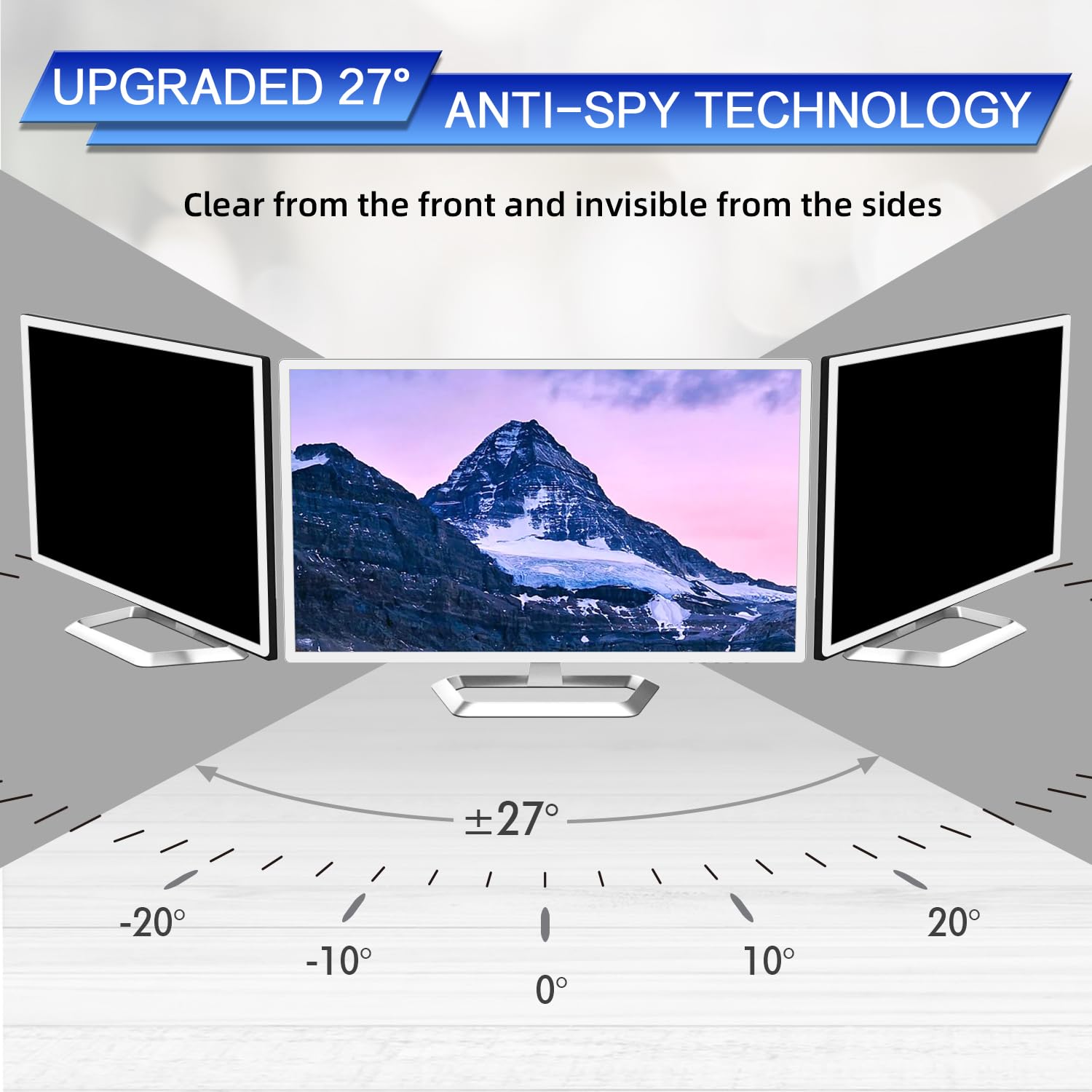 Filmext 32 Inch Privacy Screen Filter For 16:9 Computer Widescreen Monitor, Removable 32 In Anti Blue Light Anti Glare Anti Spy