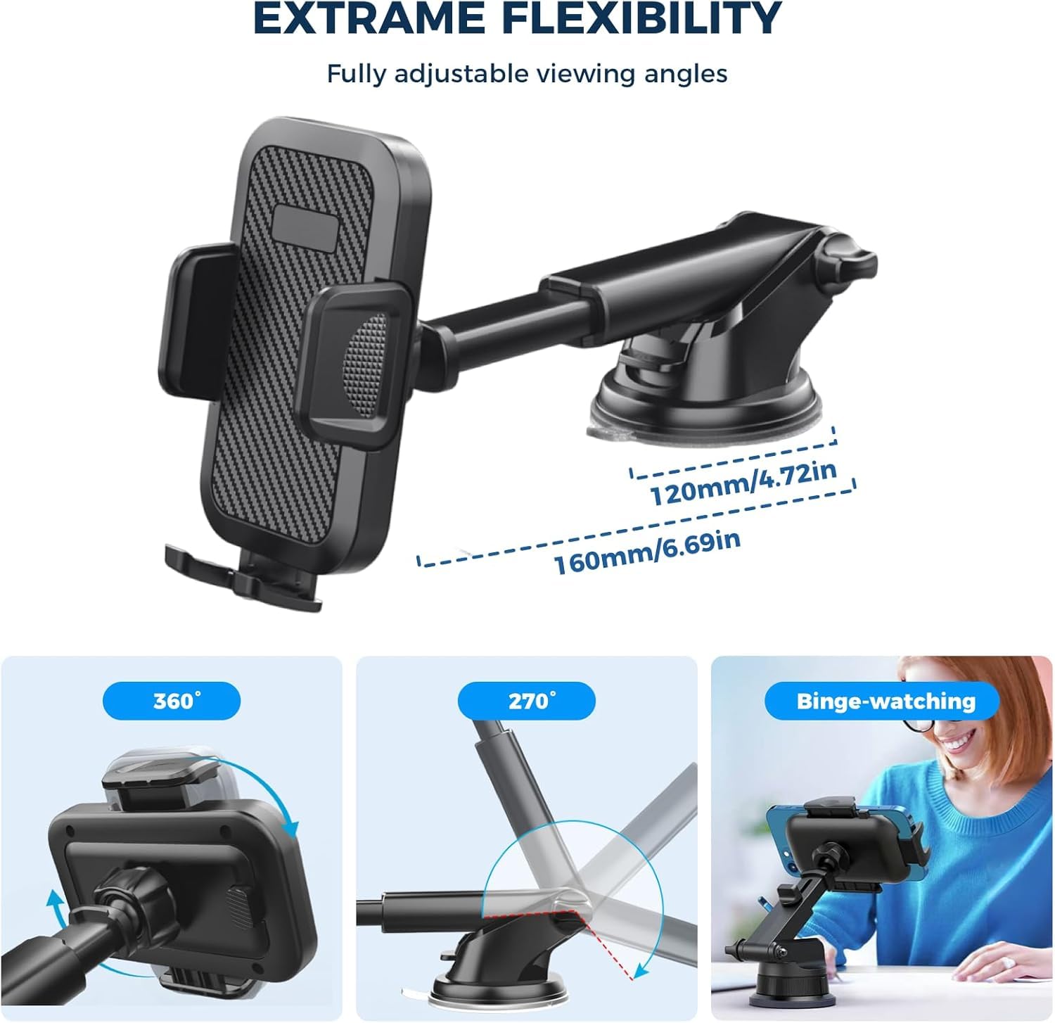 Yiokouz Phone Mount For Car,Military-Grade Car Phone Holder Mount Universal Automobile Dashboard Windshield Cell Phone Holder Tr