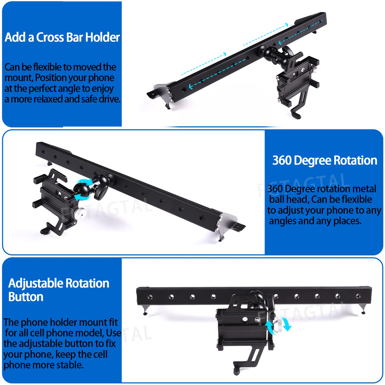 Fgtagtal Car Phone Mount Fit For Toyot@ Fj Cruiser 2007-2021, Multifunctional Dash Panel Track Cell Phone Holder For Car Dashboa