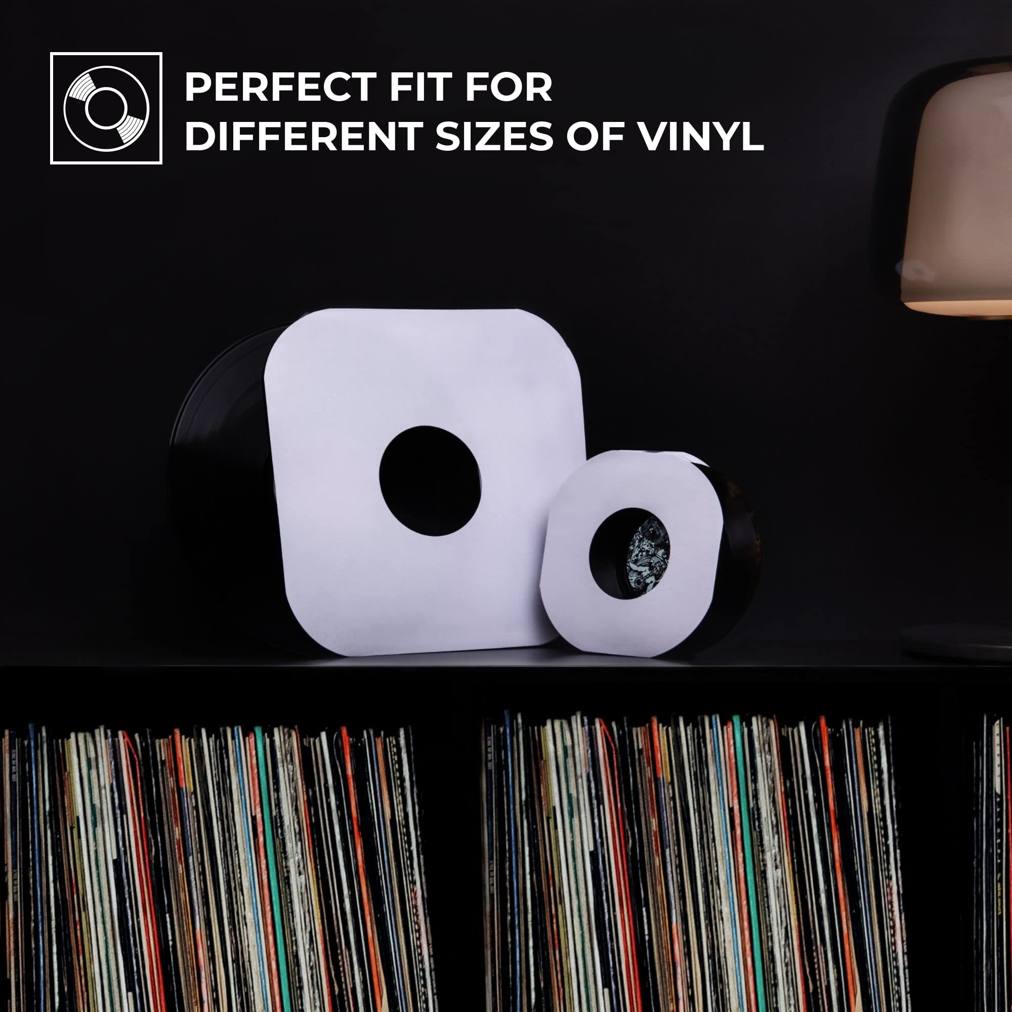 Big Fudge Vinyl Record Inner Sleeves 50X | Made From Heavyweight & Acid Free Paper | Album Covers With Round Corners For Easy In