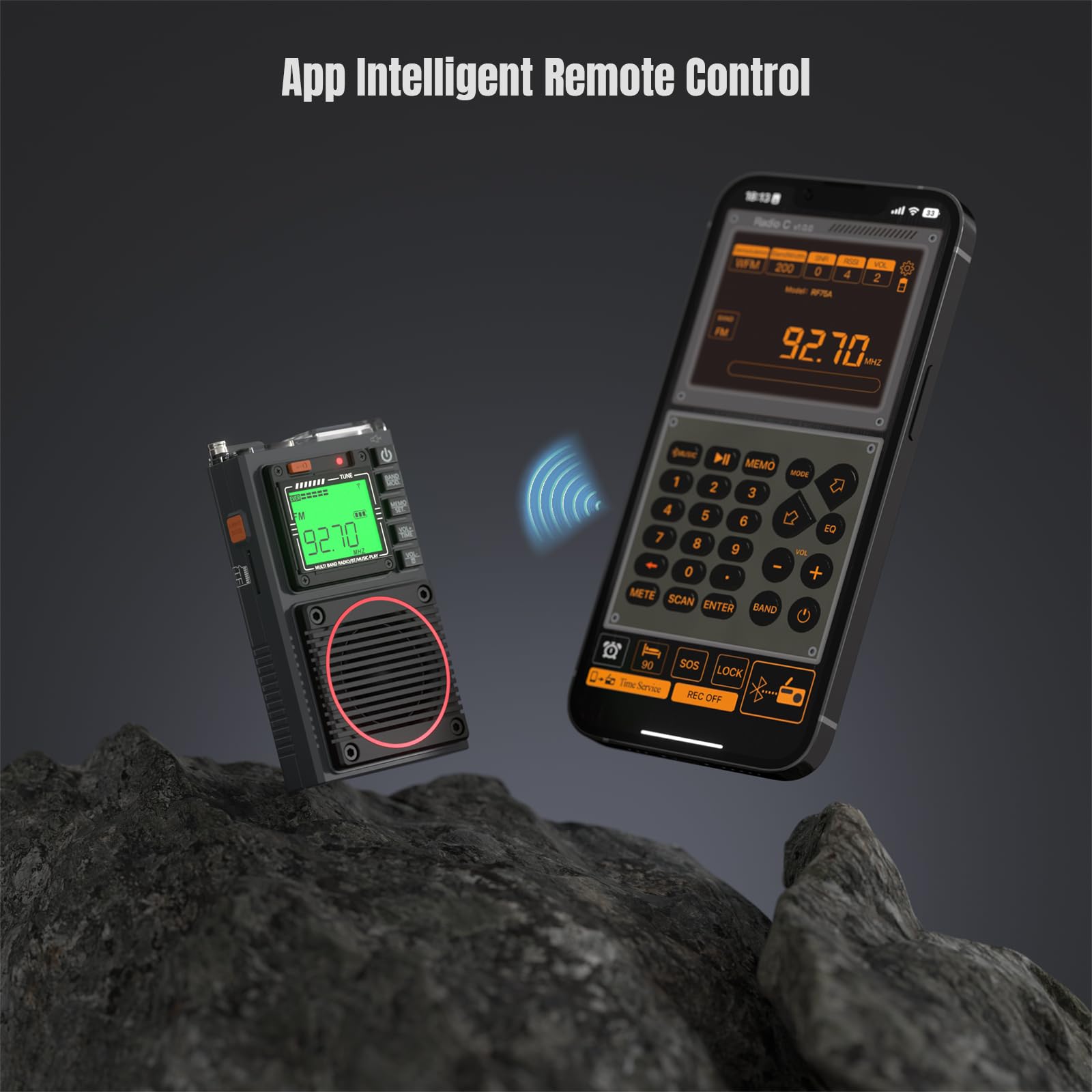 Raddy Rf75A App Control Shortwave Radio, Portable Am/Fm/Vhf/Sw/Wb Weather Radio, Pocket Radio Rechargeable W/ 9.85 Ft Wire Anten