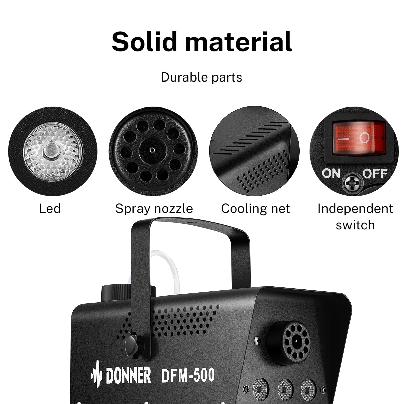 Donner Fog Machine With 13 Colors, 500W And 2000Cfm Party Smoke Machine With Rgb Led Light, Indicate Light Automatic Control Wit