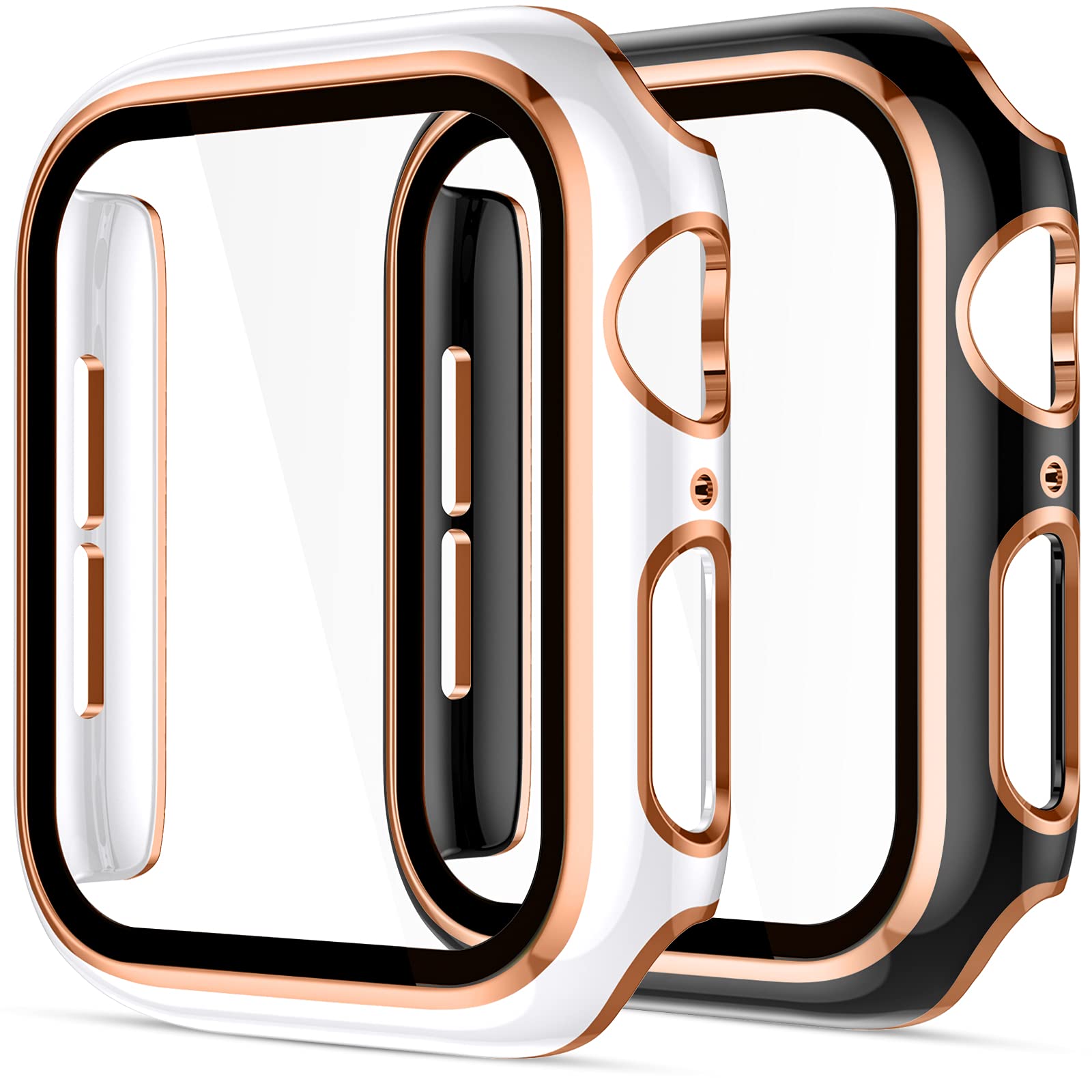 Charlam Compatible With Apple Watch Case 44Mm Se Series 6 5 4 With Tempered Glass Screen Protector, 2 Pack Classy Slim Overall G