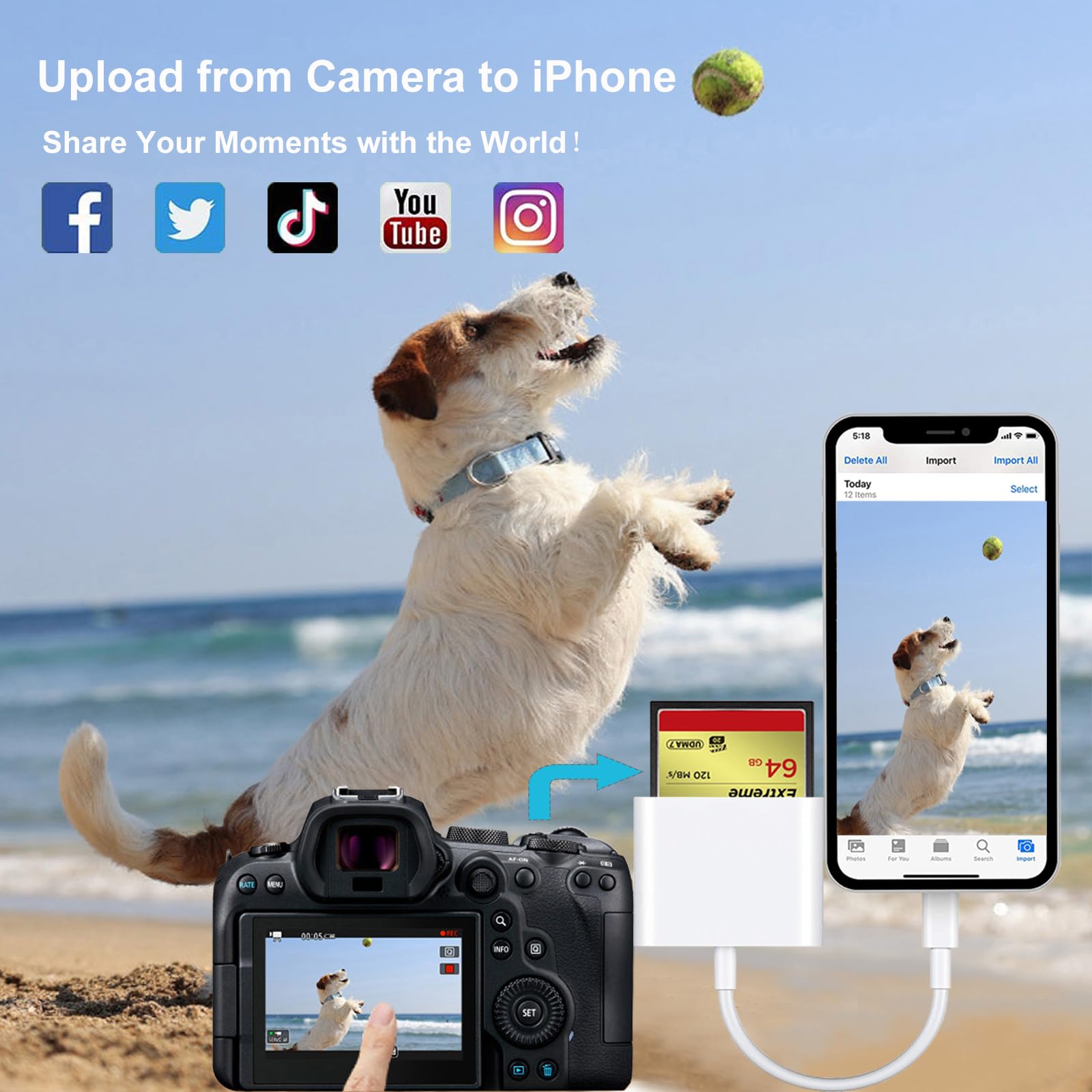 Sd Cf Card Reader Compatible With Iphone/Ipad Sd Cf Micro Sd/Tf Memory Card Reader Adapter Digital Trail Game Camera Accessories