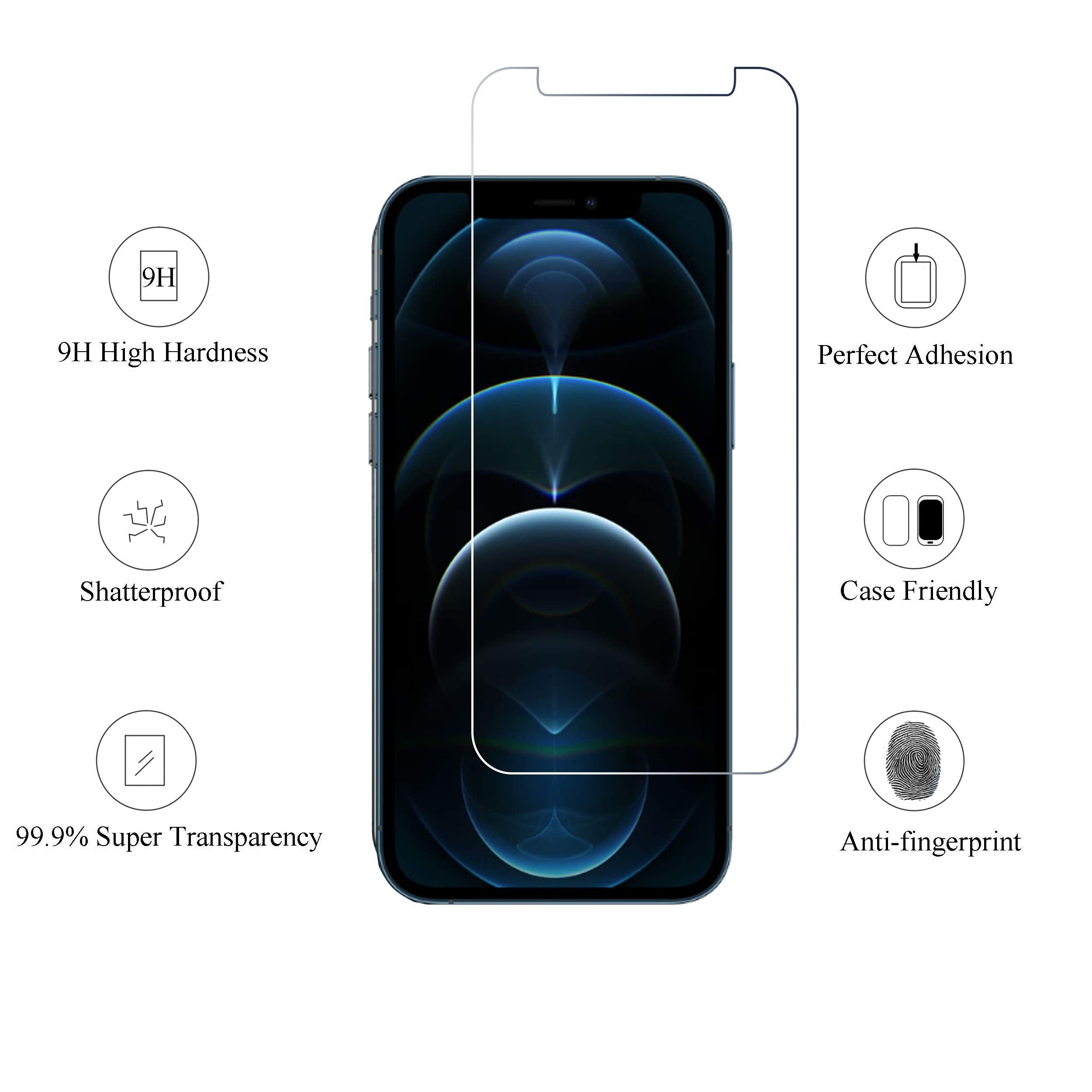 Ailun Glass Screen Protector For Iphone 12 Pro Max 2020 6.7 Inch 3 Pack Case Friendly Tempered Glass