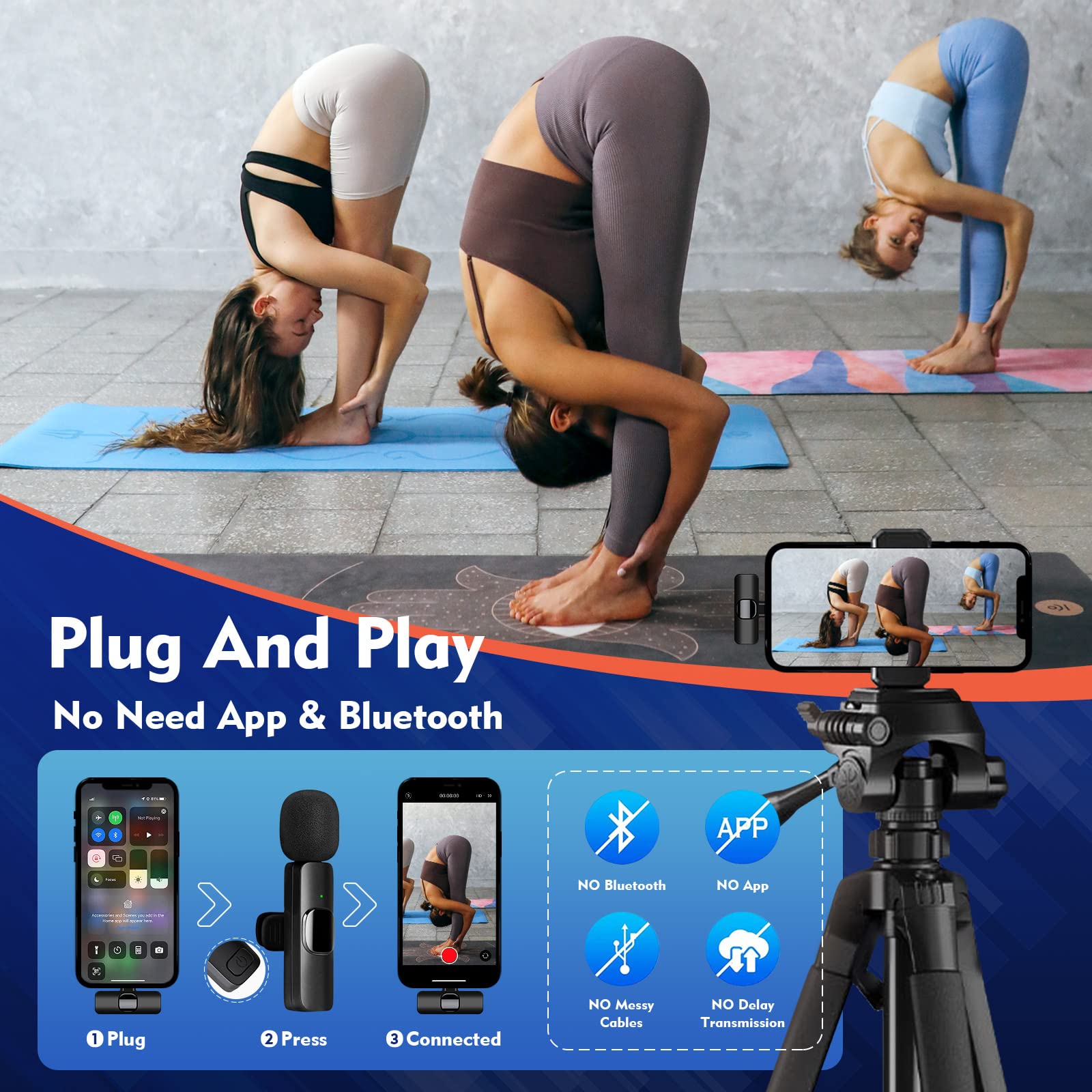 Tutglobal Usb C Mini Microphone For Iphone 15 16,Ios And Android Devices,2 Pack Wireless Lavalier Microphones + 4 Extra Windscre