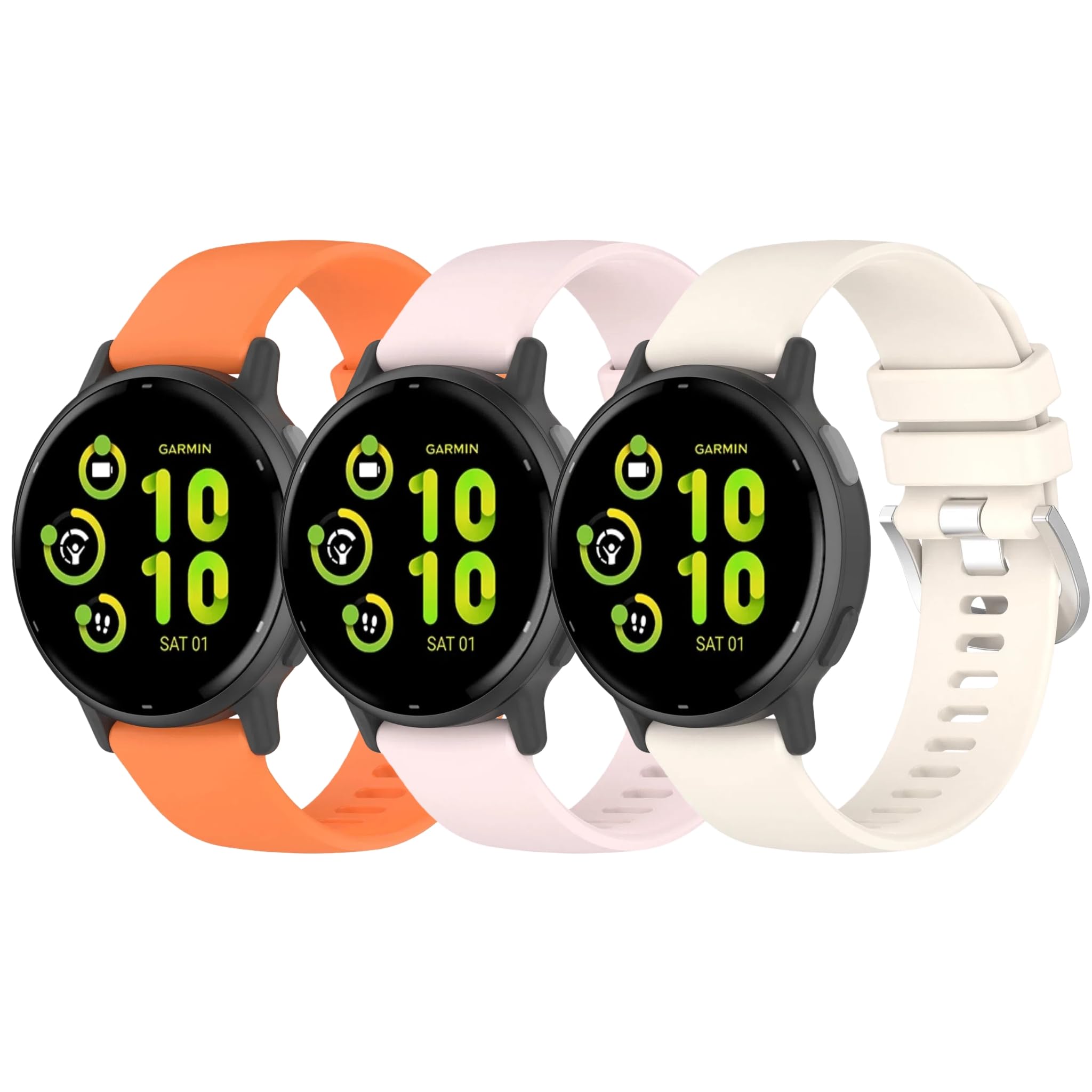 3 Pack Silicone Watch Bands for Garmin Vivoactive 5/Vivoactive 6 Watch Band, Quick Release & Soft Skin-friendly Sport Strap (Ora