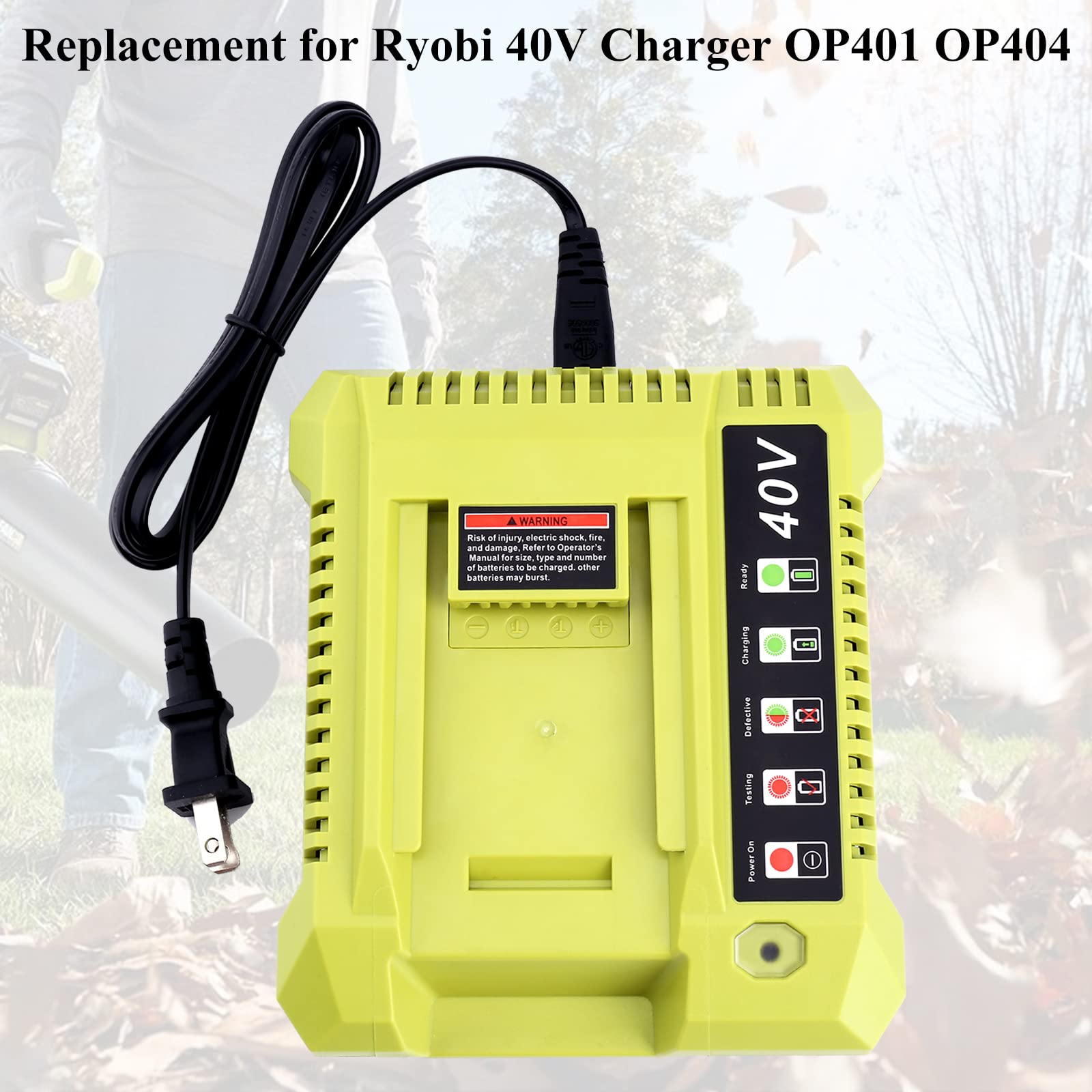 Elefly Op401 Compatible With Ryobi 40V Battery Charger Op404 Op406A, Compatible With Ryobi 40V Lithium Battery Op4040 Op4060A Op
