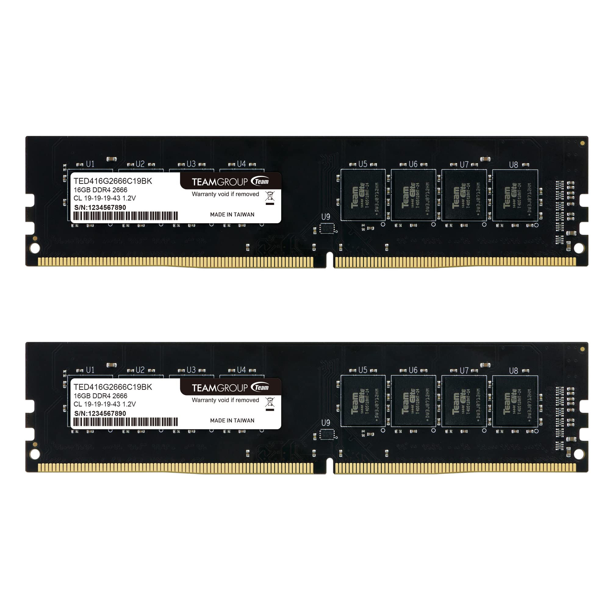 Teamgroup Elite Ddr4 32Gb Kit (2 X 16Gb) 2666Mhz (Pc4 21300) Cl19 Udimm 288 Pin Desktop Memory   Ted432G2666C19Dc01