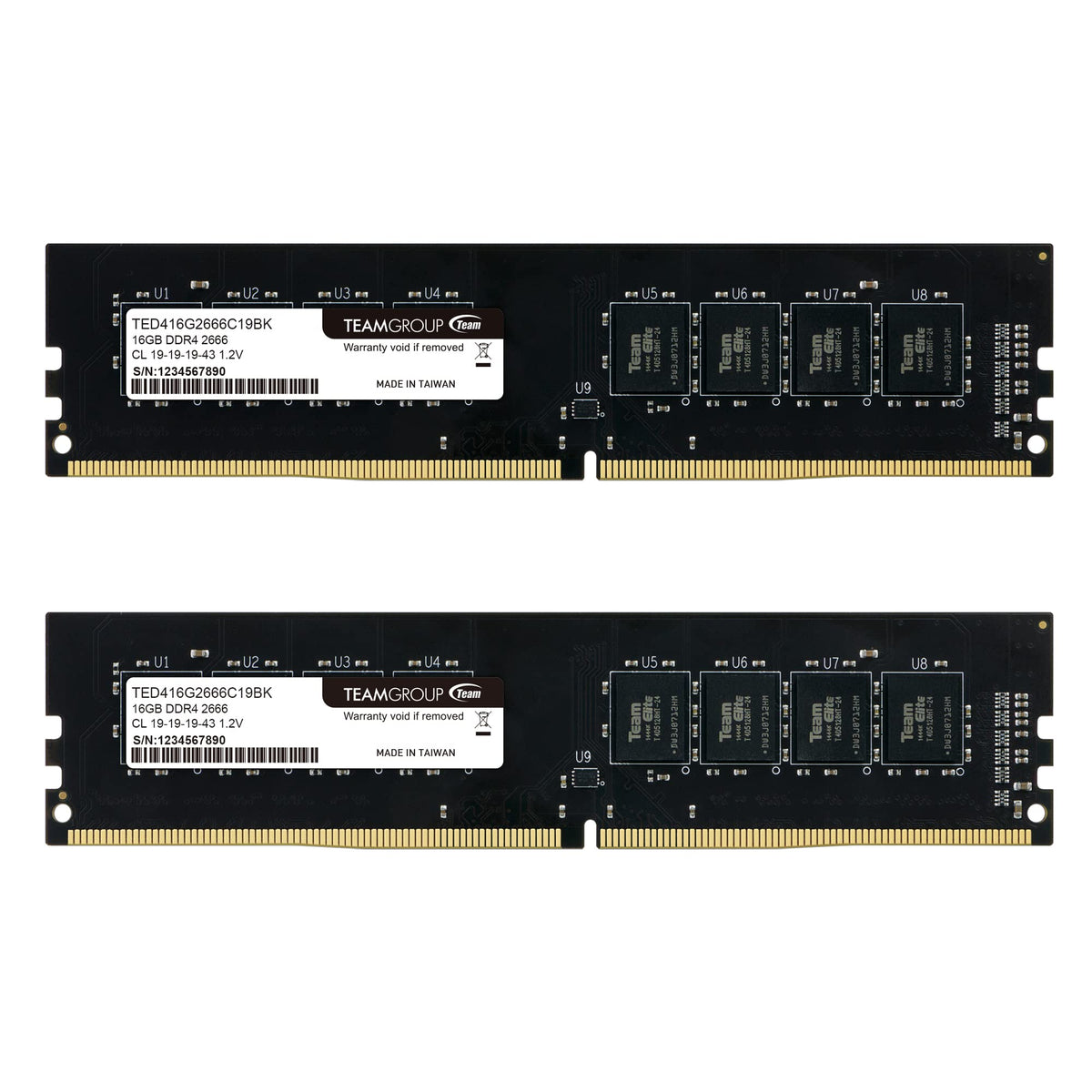 Teamgroup Elite Ddr4 32Gb Kit (2 X 16Gb) 2666Mhz (Pc4-21300) Cl19 Udimm 288 Pin Desktop Memory - Ted432G2666C19Dc01