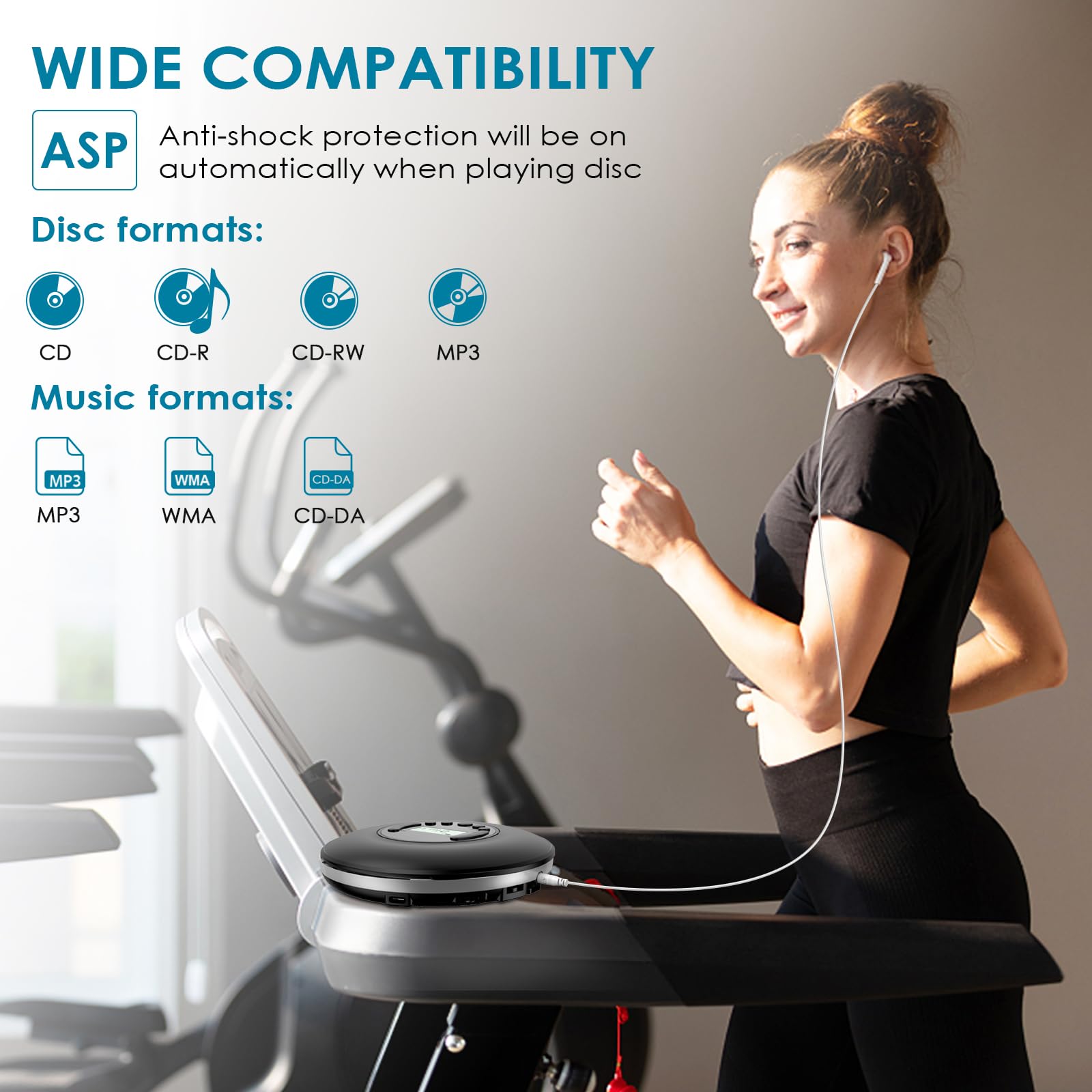 Gueray Portable Cd Player Bluetooth: Cd Player Portable With Headphones Lcd Display Anti-Skip Protection Cd Discman With Aux Cab