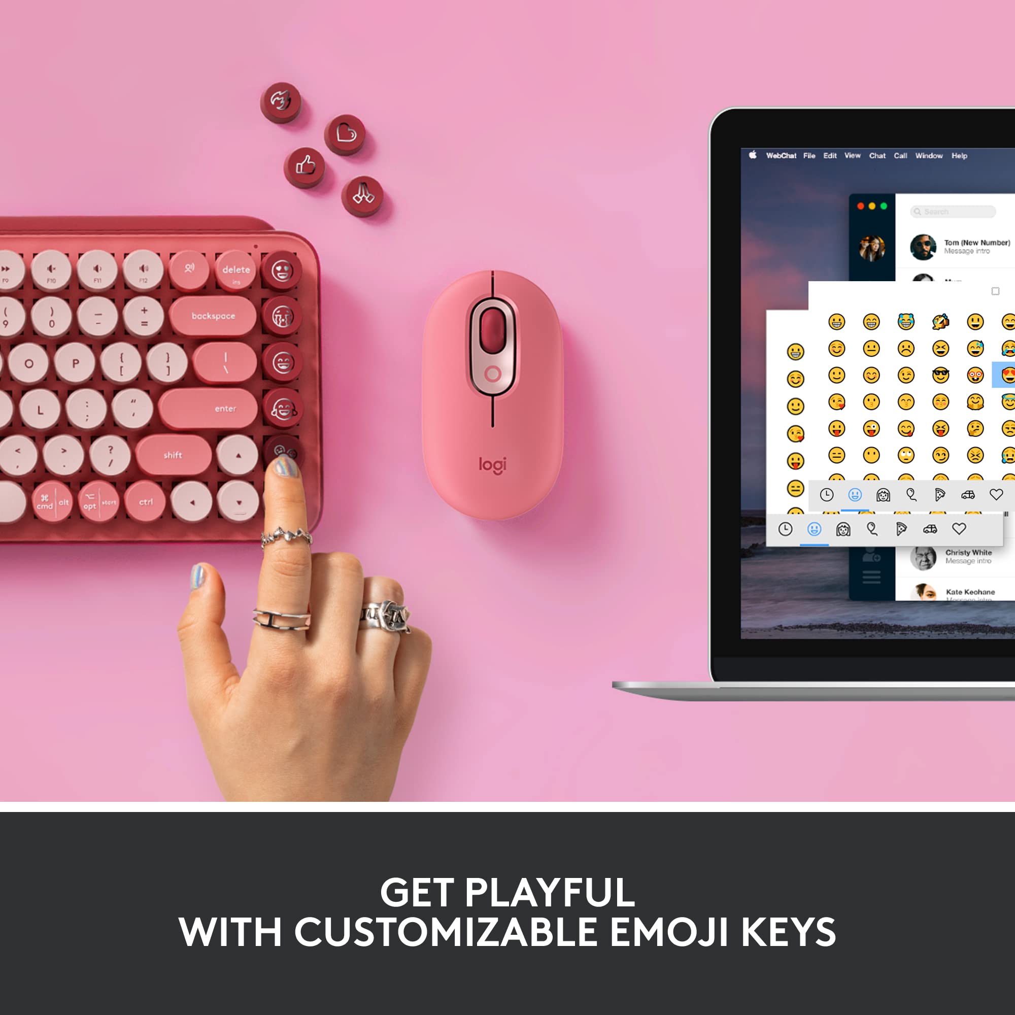 Logitech Pop Mechanical Wireless Keyboard With Customizable Emoji Keys, Durable Compact Design, Bluetooth Or Usb Connectivity, M