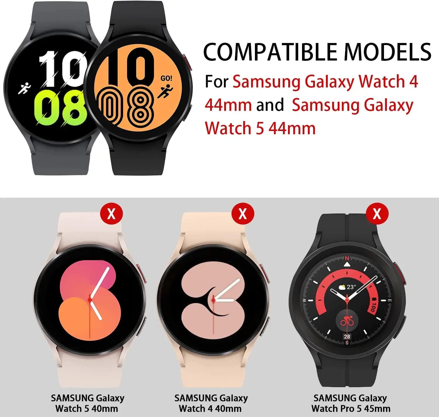 Suoman 2+2 Pack For Samsung Galaxy Watch 5 44Mm Case+Privacy Screen Protector,Tempered Glass Protective + All Round Pc Matte Pro