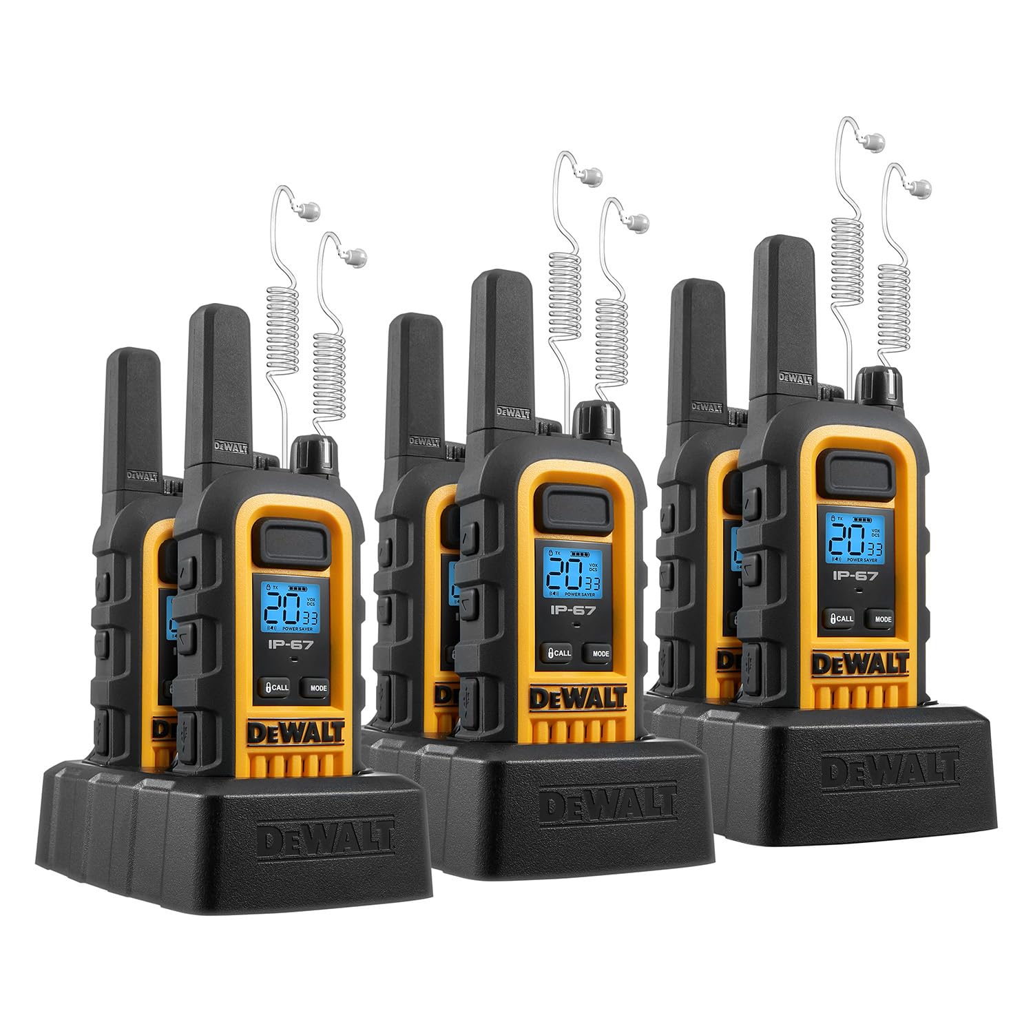 Dewalt Dxfrs300 1 Watt Heavy Duty Walkie Talkies With Headsets   Waterproof, Shock Resistant, Long Range & Rechargeable Two Way Radio With Vox (6 Pack)