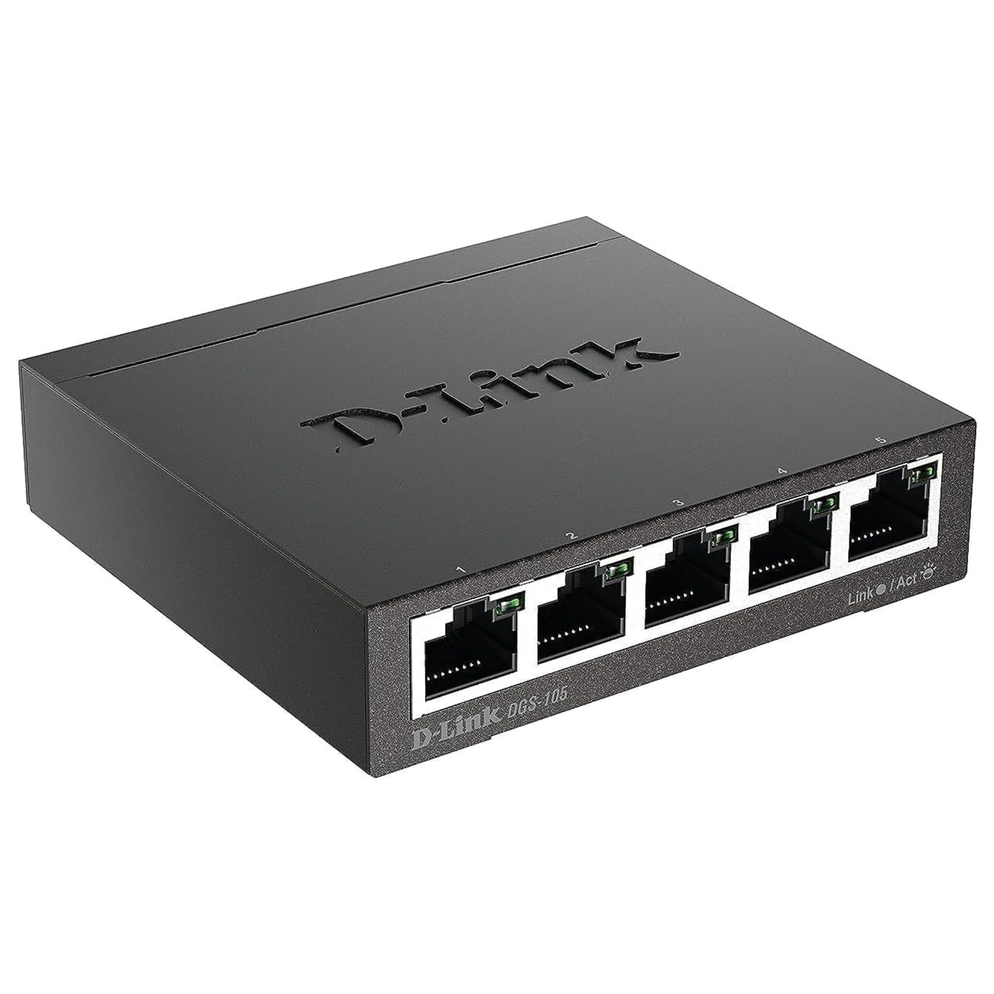 D Link Ethernet Switch, 5 Port Gigabit Unmanaged Metal Desktop Plug And Play Compact (Dgs 105),Black