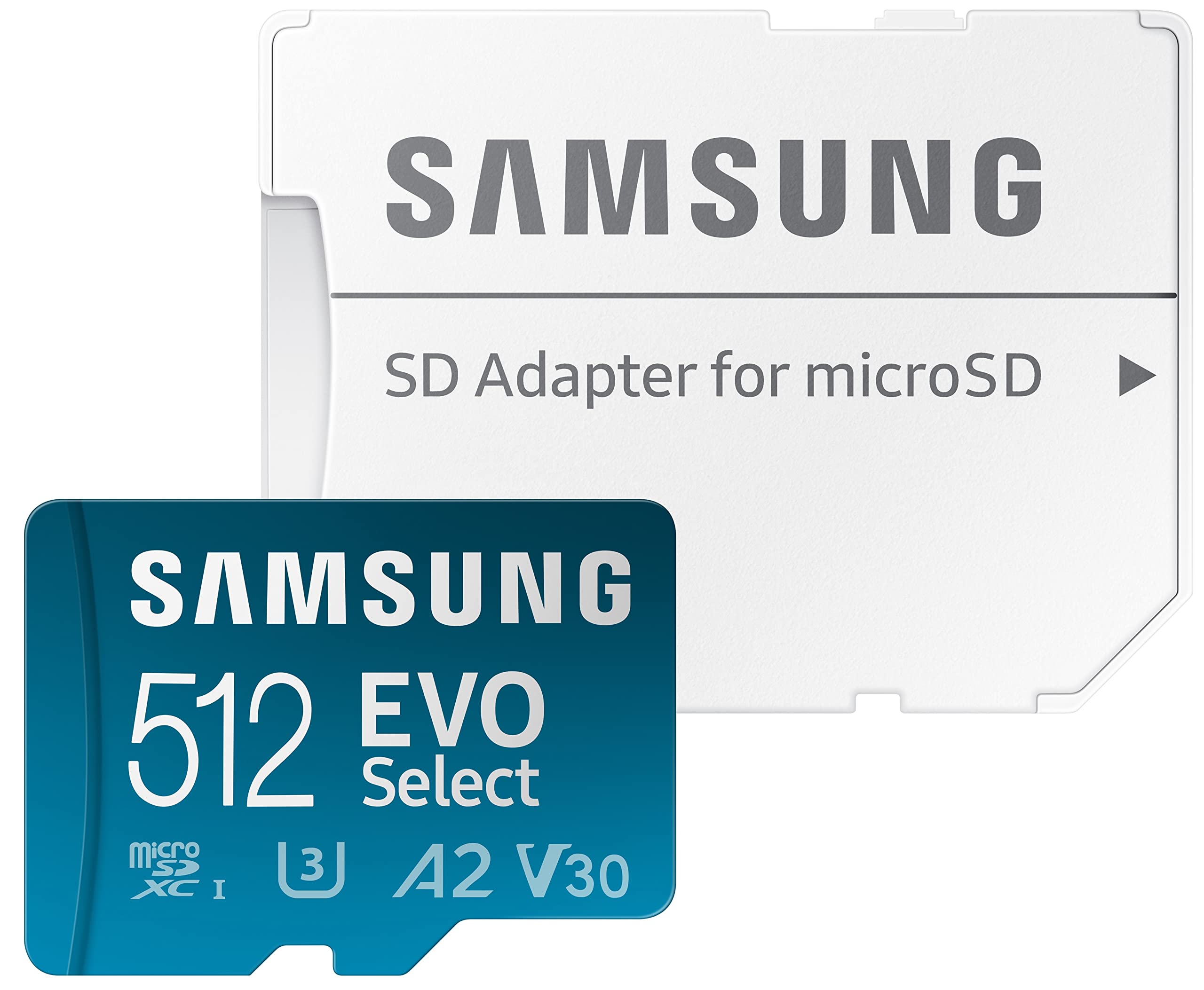Samsung Evo Select Micro Sd-Memory-Card + Adapter, 512Gb Microsdxc 130Mb/S Full Hd & 4K Uhd, Uhs-I, U3, A2, V30, Expanded Storag