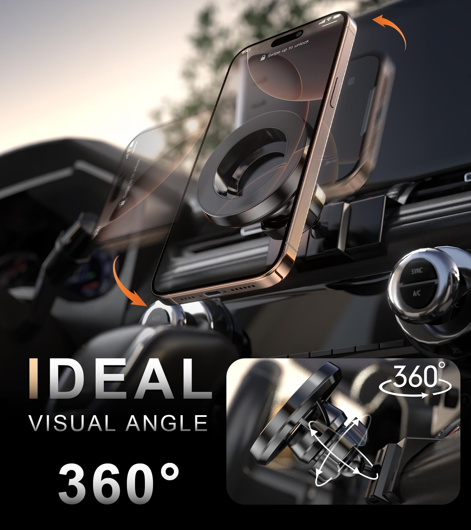 JDHDL MagSafe Car Mount for Toyota RAV4 (2019-2025) - Gold, Compatible with iPhone 16/15/14 Pro Max, Not for RAV4 LE