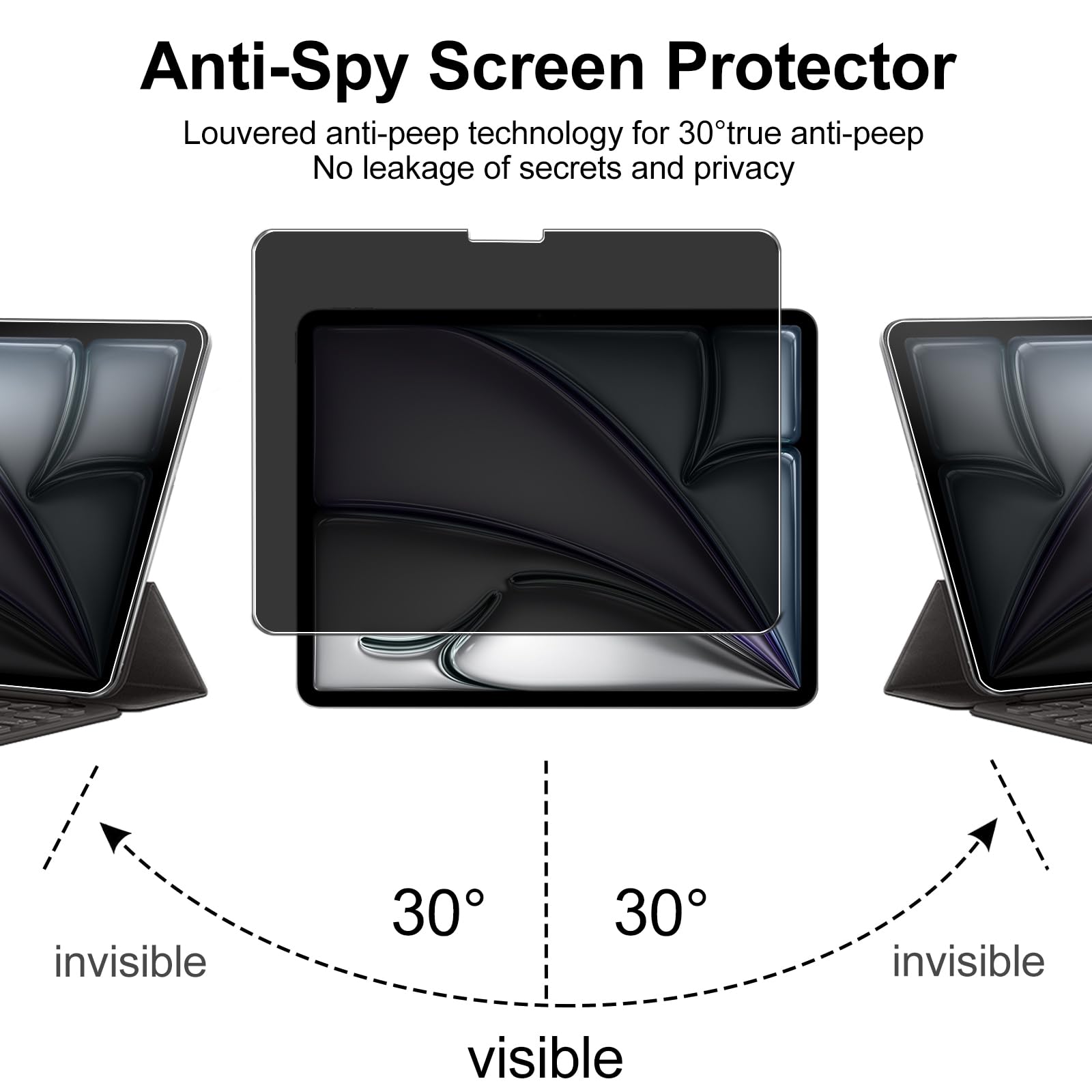 Privacy Screen Film Protector For Ipad Air 13 Inch 2024 6Th M2/ Ipad Pro 13 Inch 2024 7Th M4 , Scratch Resistant 9H Hardness Ipa