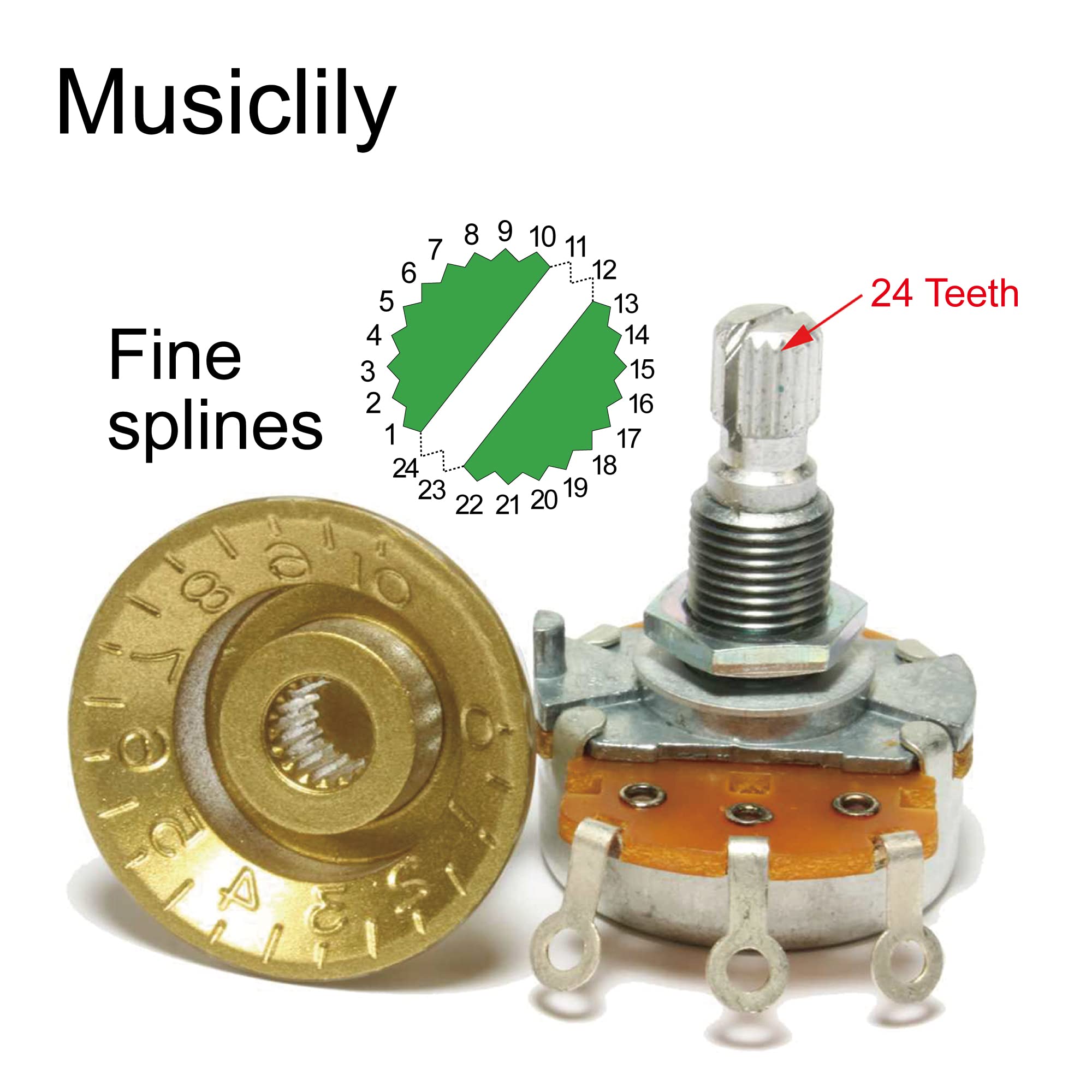 Musiclily Pro Imperial Inch Size 1 Volume 2 Tone Stratocaster Knobs Set For Usa Made Strat Style Electric Guitar, Cream