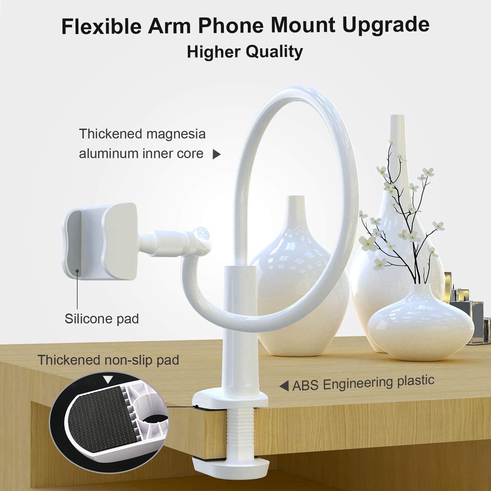 Phone Holder Bed Gooseneck Mount - Flexible Arm 360 Mount Clip Adjustable Bracket Clamp Stand Compatible With Cell Phone 11 Pro