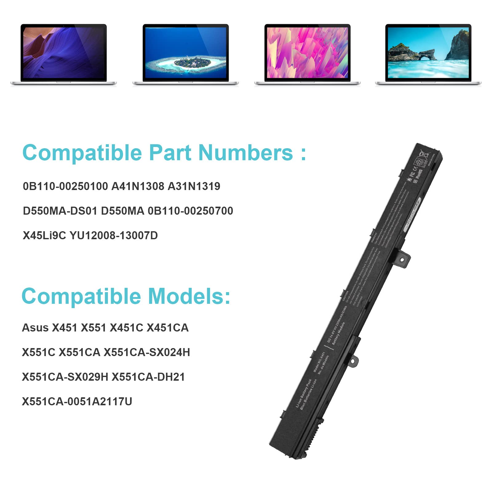 Fancy Buying Laptop Battery For Asus X551 X551C X551Ca X551M X551Ma Series A41 D550 0B110 00250100 A31N1319 A41N1308