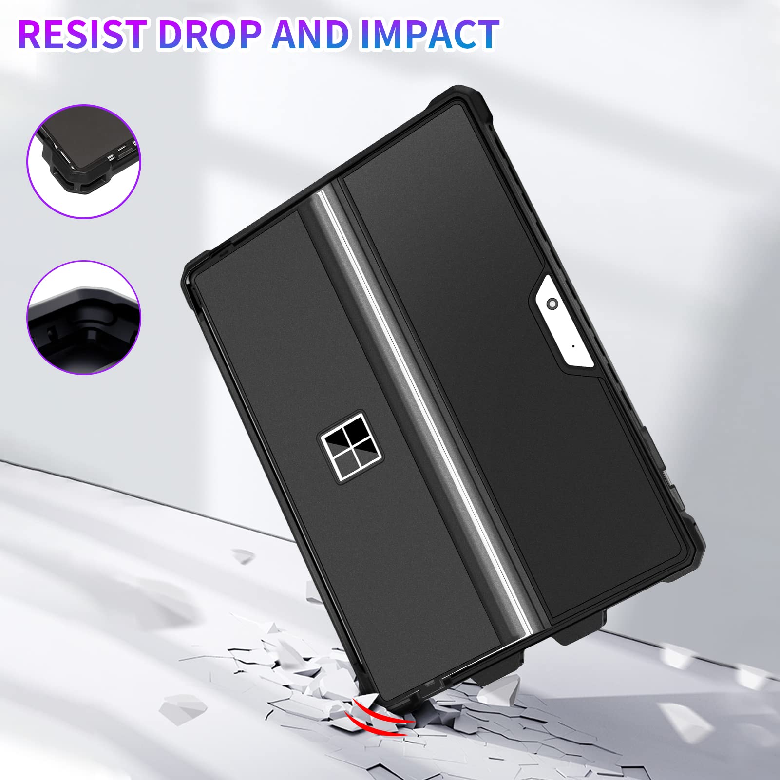 Sssgrgb Case Fit 12.3'' Microsoft Surface Pro Plus/Pro 7/Pro 6/Pro 5/Pro 4/Pro Lte, Protective Rugged Cover Case, With Stylus Pe