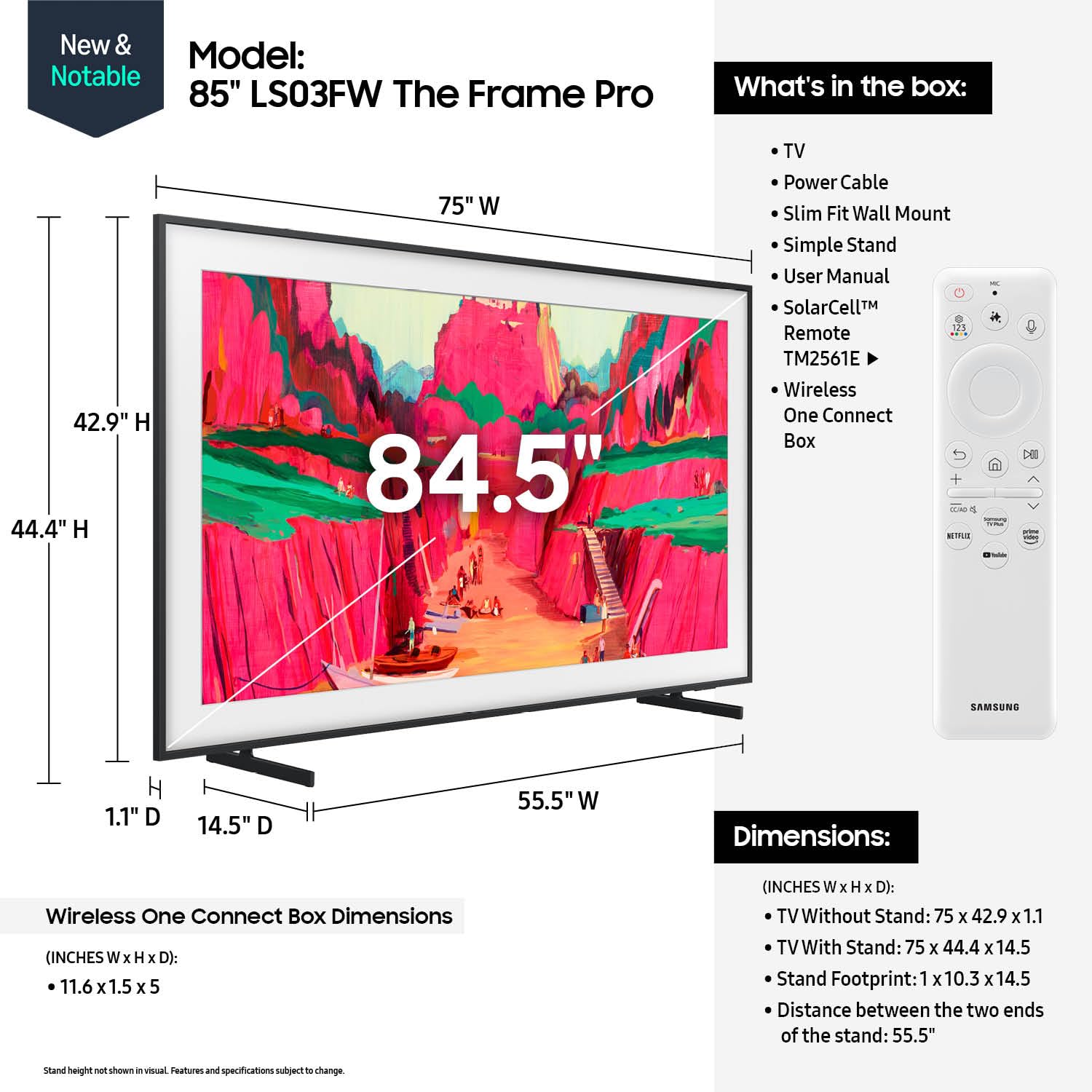 Samsung 85-Inch Class The Frame Pro Ls03Fw 4K Neo Qled Mini Led Smart Tv (2025 Model) Modern Frame Design With Wireless One Conn