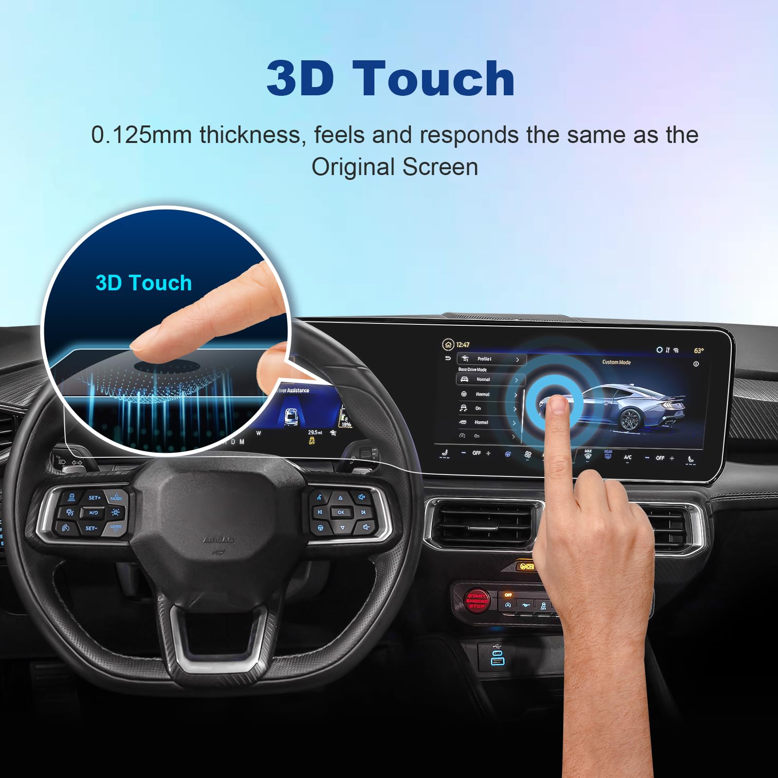 Coleya (2Pcs) 2024 2025 Mustang Screen Protector For Ford Mustang Lcd Display(All-In-One) 13.2In Navi+12.4In Dash, 2025 Mustang