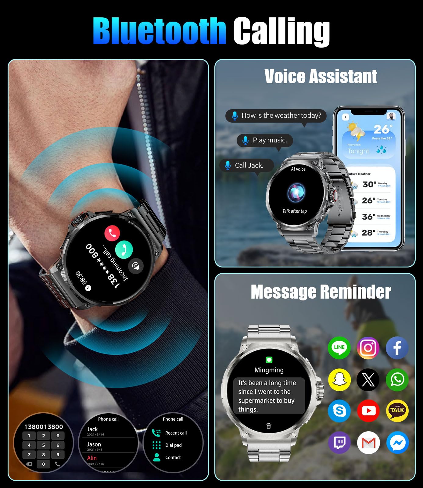 Sunkta Military Smart Watch For Men,1.85 '' Hd/800Mah Battery Smart Watches For Android Ios (Bluetooth Call Answer/Calls) Fitnes