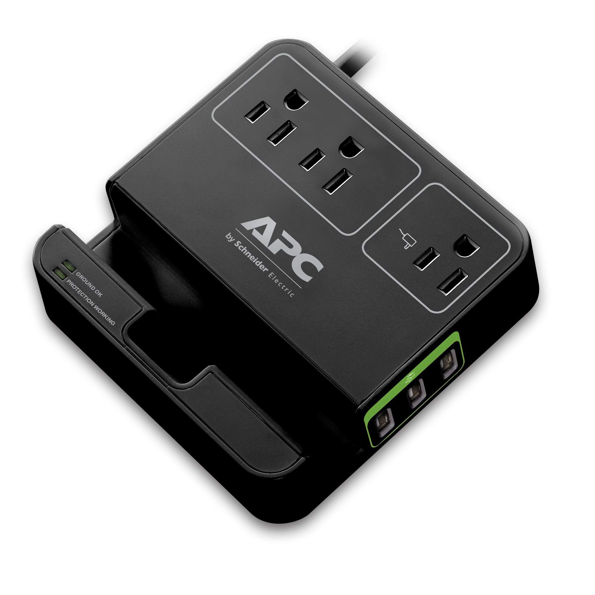 APC 3-Outlet Surge Protector 1080 Joule with 3 USB Charging Ports, SurgeArrest Essential (P3U3B), Black