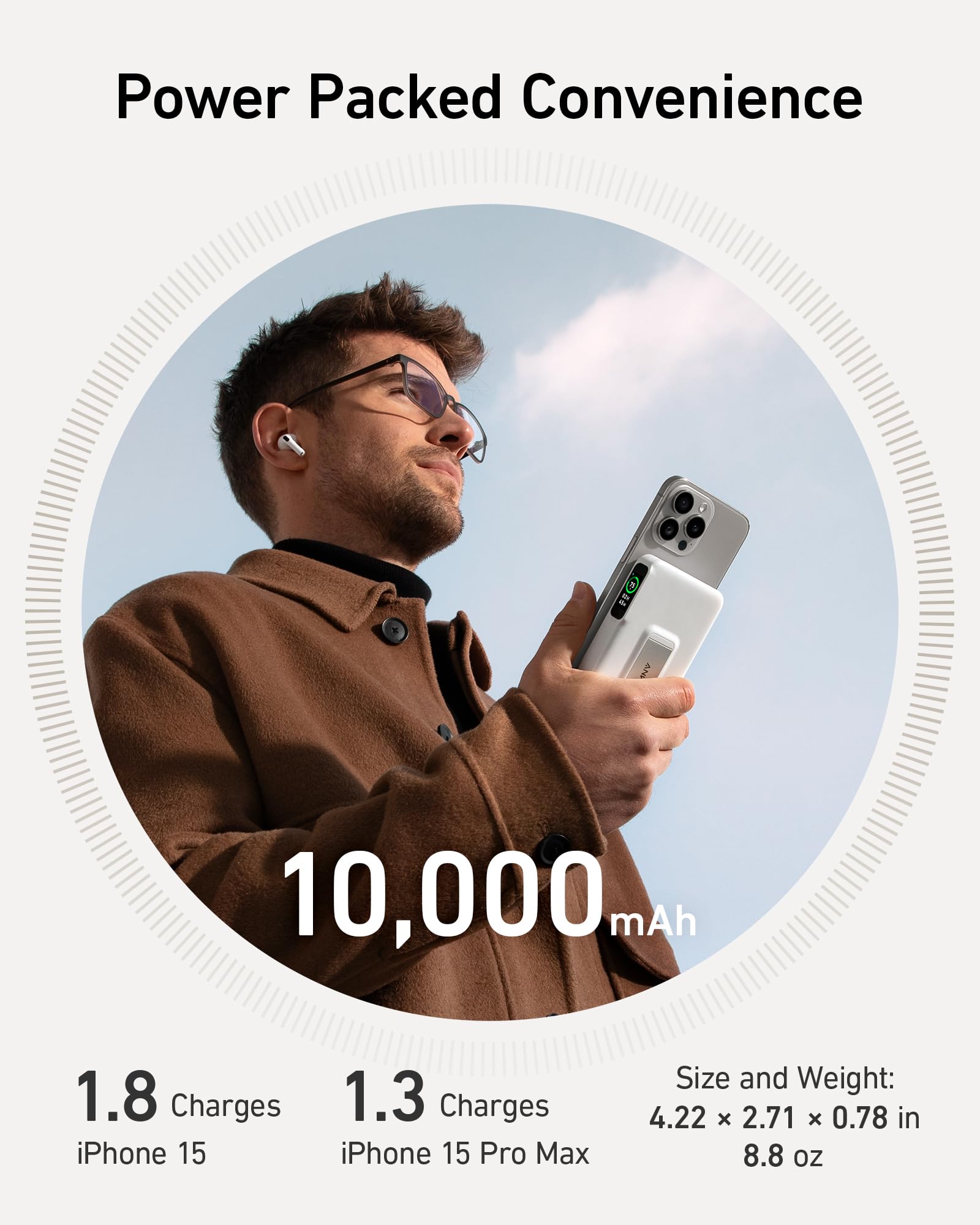 Anker Maggo Power Bank, Qi2 Certified 15W Ultra Fast Magsafe Compatible Portable Charger, 10,000Mah Battery Pack With Smart Disp